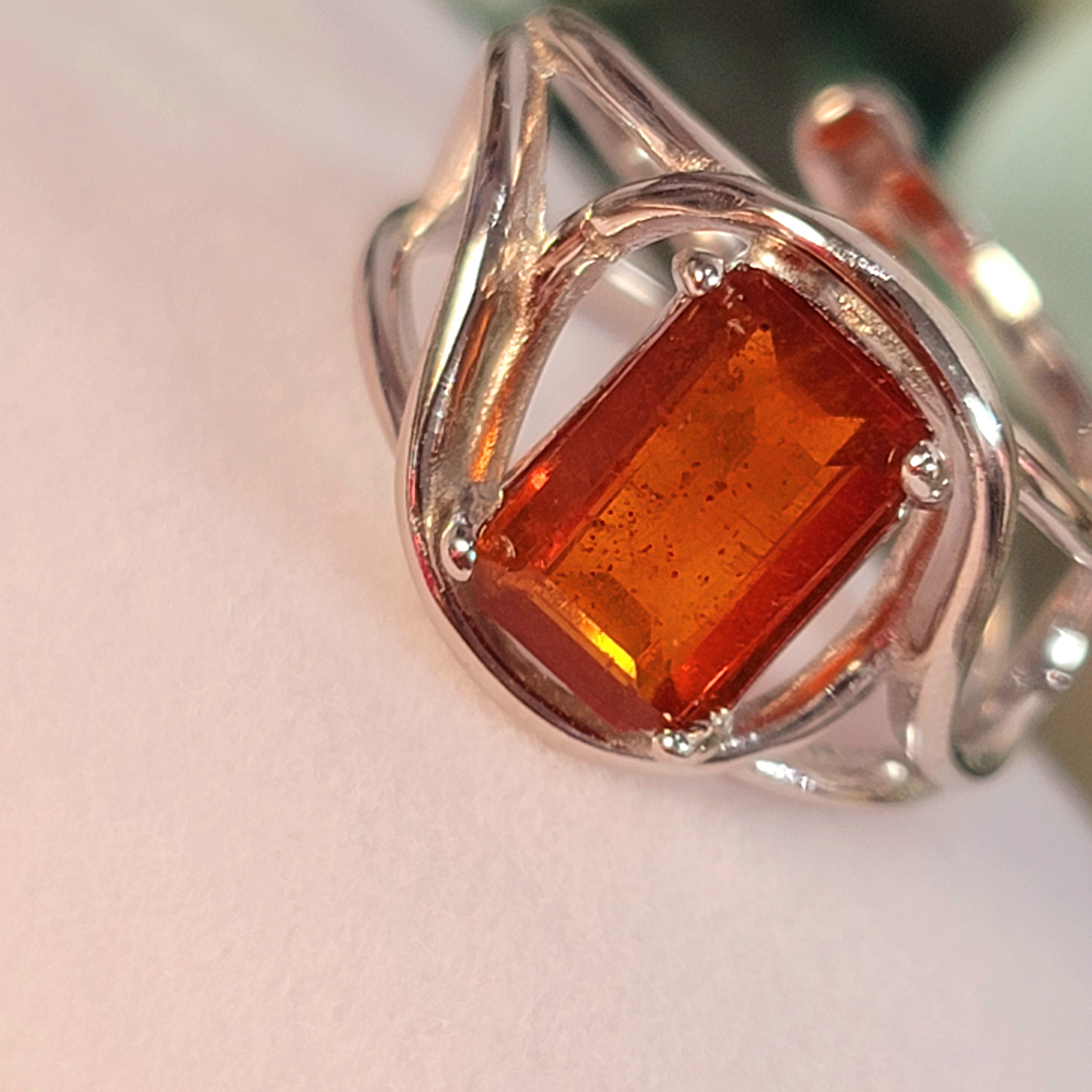 Orange Kyanite Finger Bracelet Adjustable Ring for Enhancing and Accelerating Manifestations