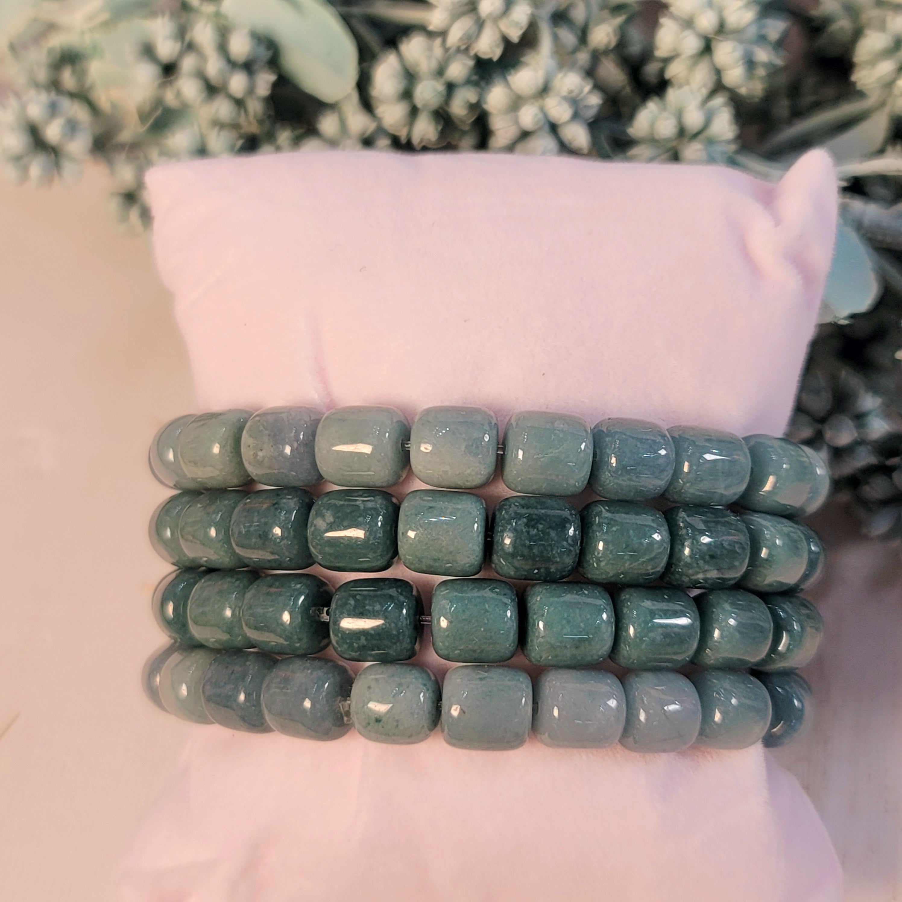 Guatemalean Blue Jadeite Marshmellow Bracelet for Protection and Luck