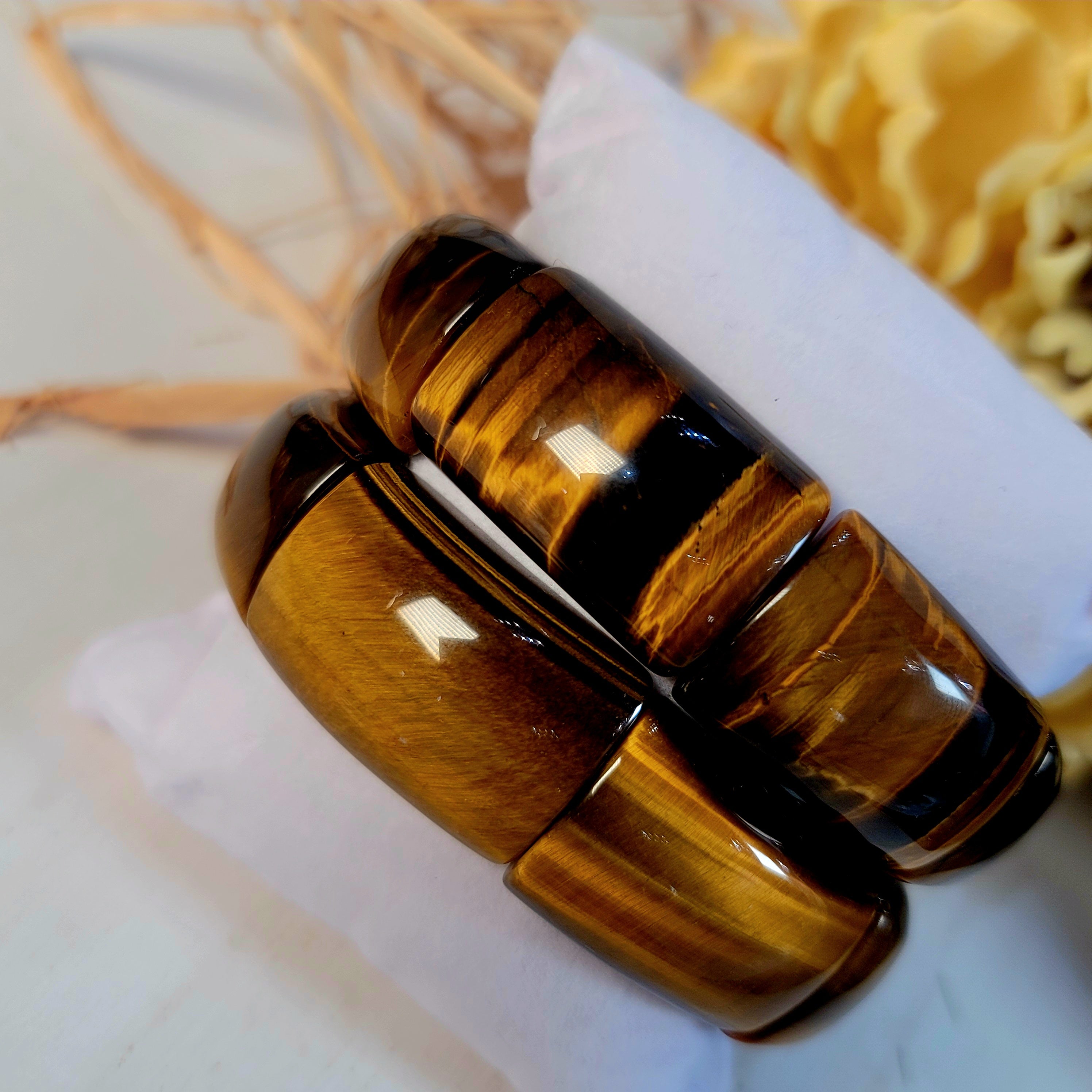 Tiger Eye Stretchy Bangle Bracelet for Courage and Strength