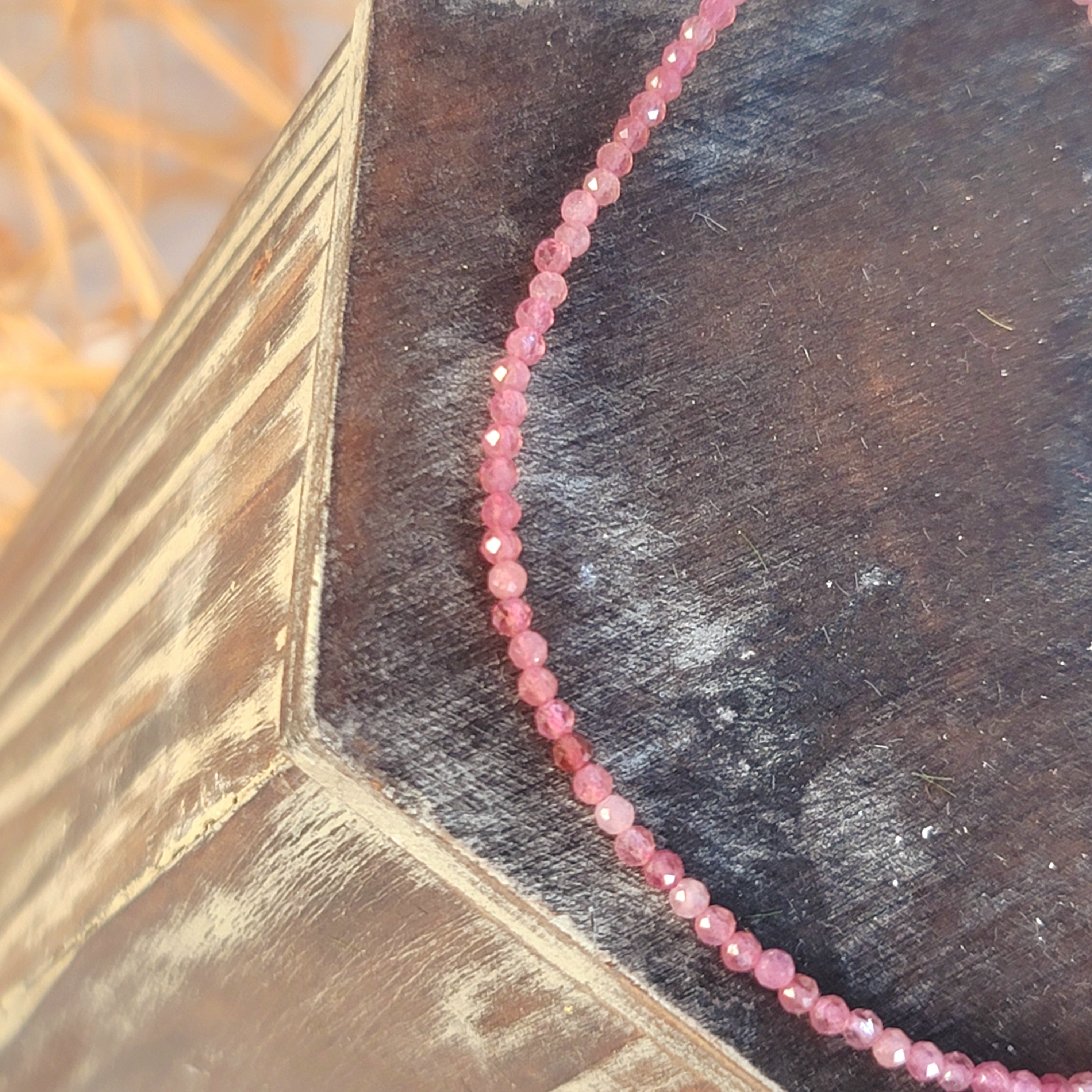 Pink Tourmaline Micro Faceted Anklet .925 Silver for Emotional Healing, Kindness, Love & Tolerance