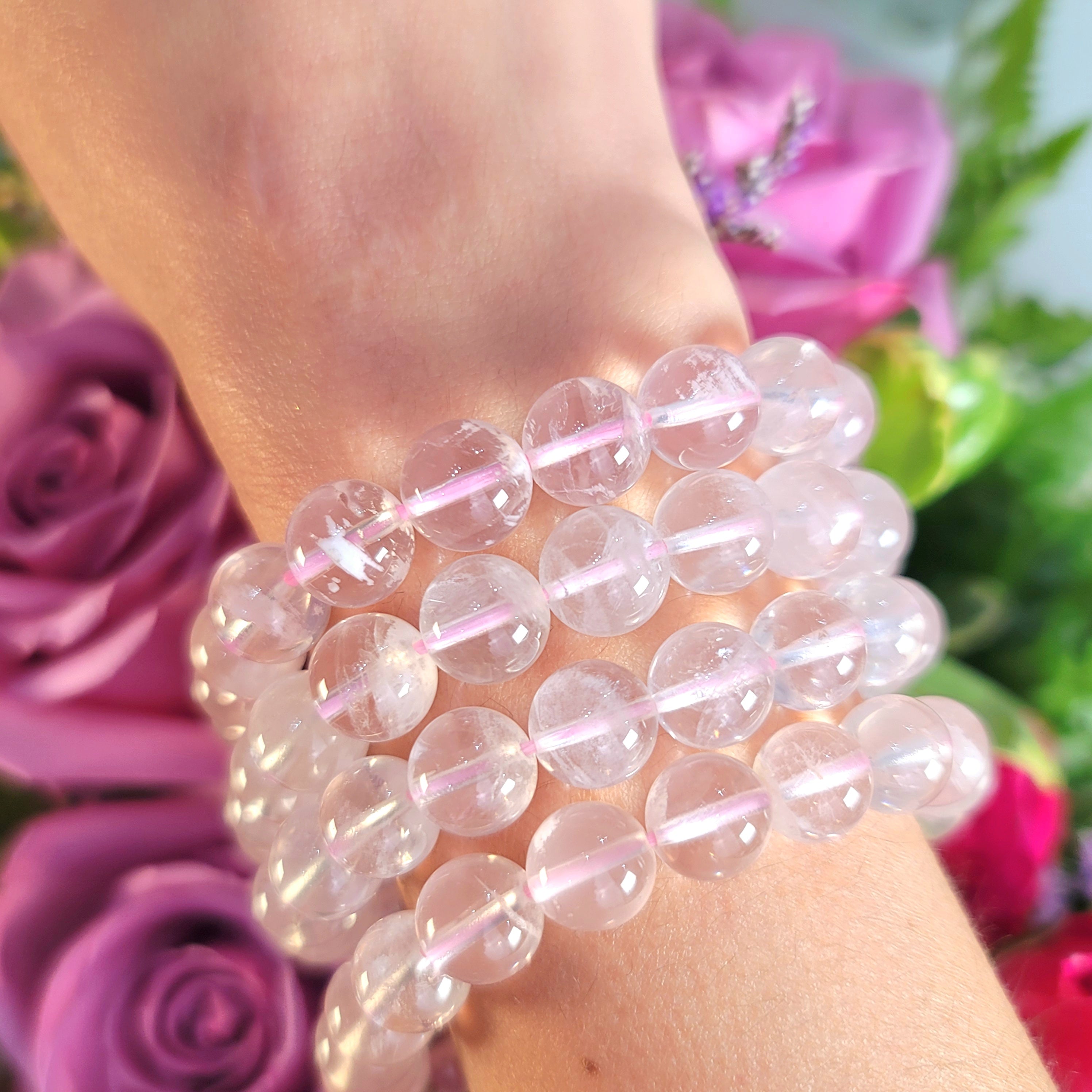 Rose Quartz with Lodalite Inclusions Bracelet for Compassion and Self Love