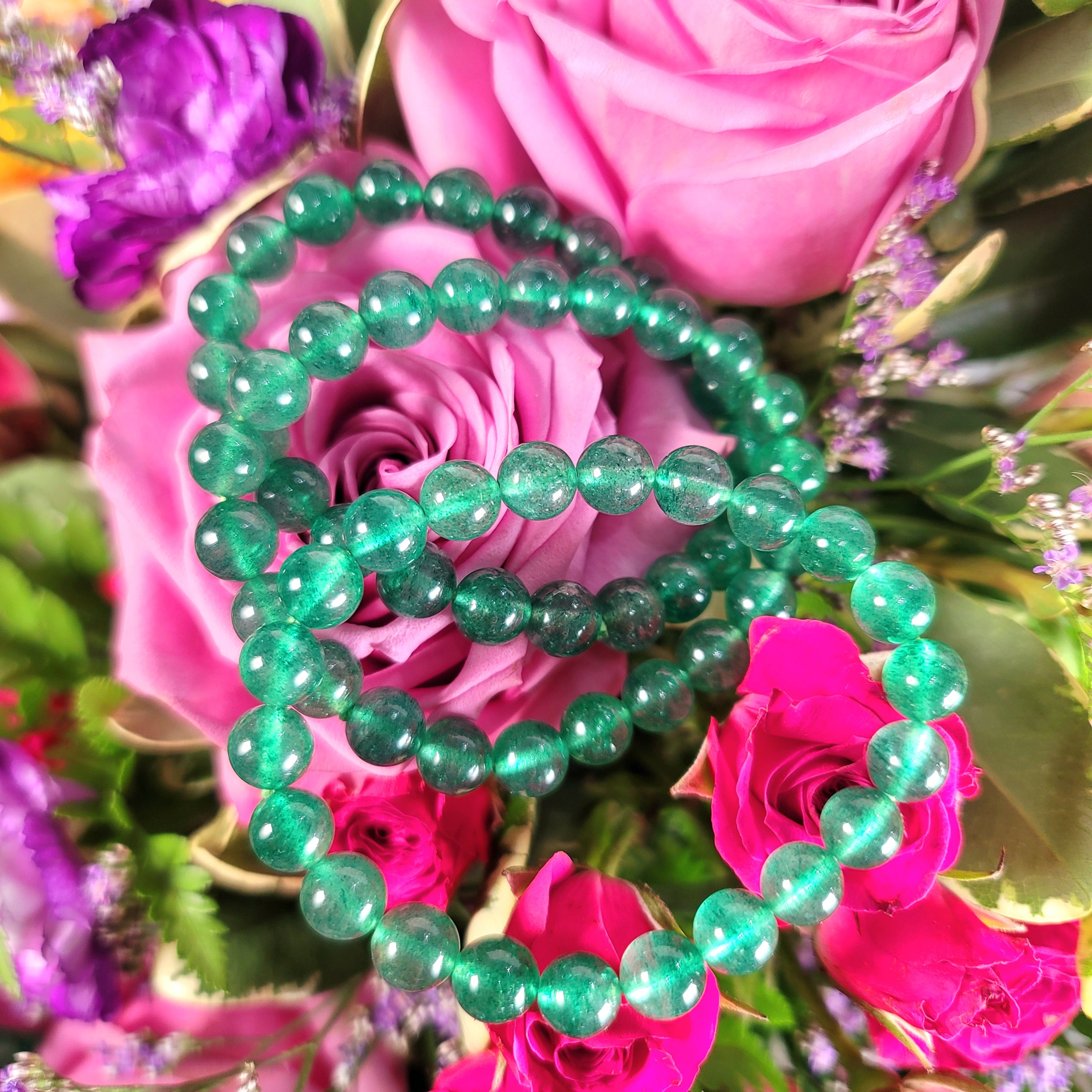 Green Aventurine (aka Green Strawberry) Bracelet (AAA Grade) for Good Luck & Prosperity