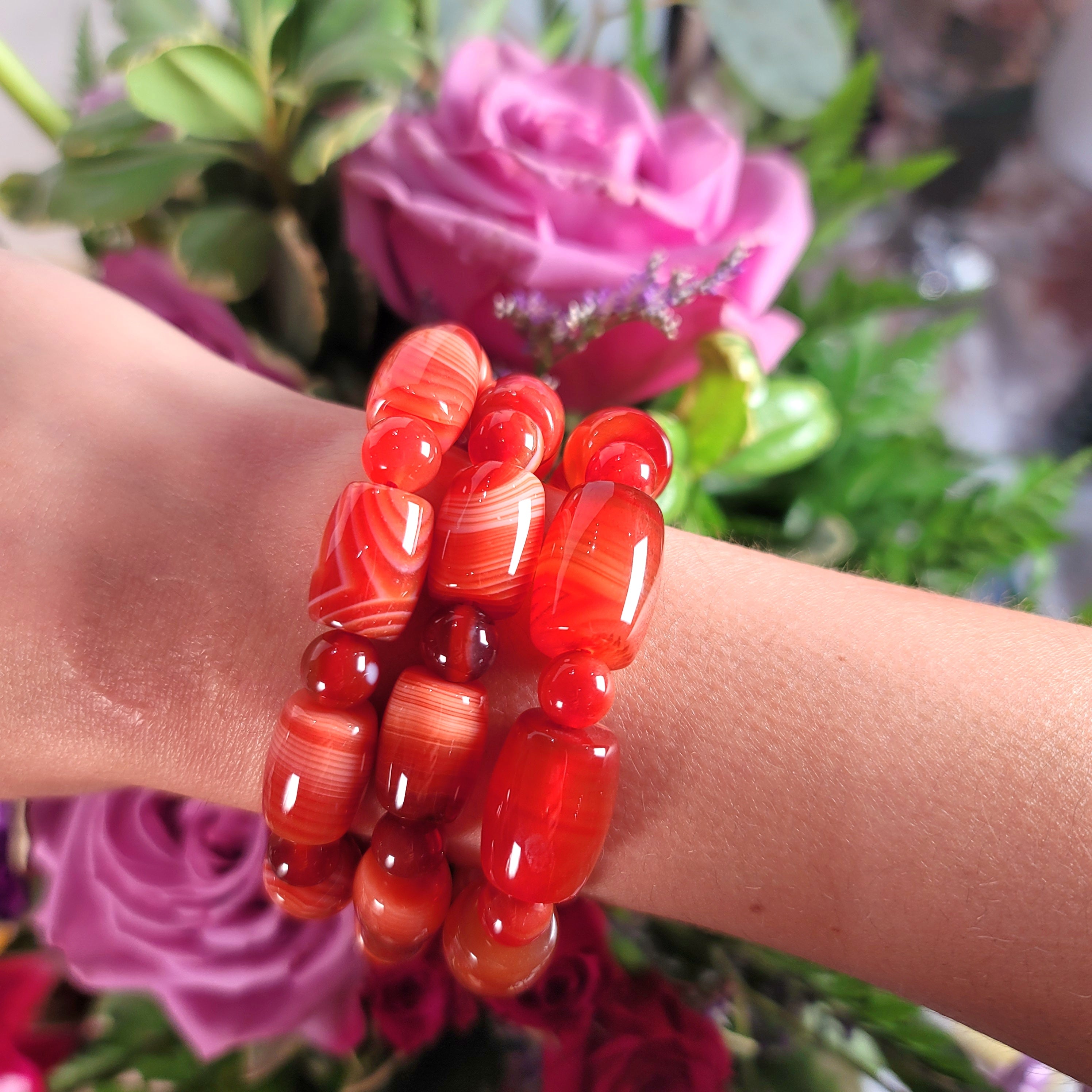 Sardonyx Cylinnder Bracelet for Courage and Happiness
