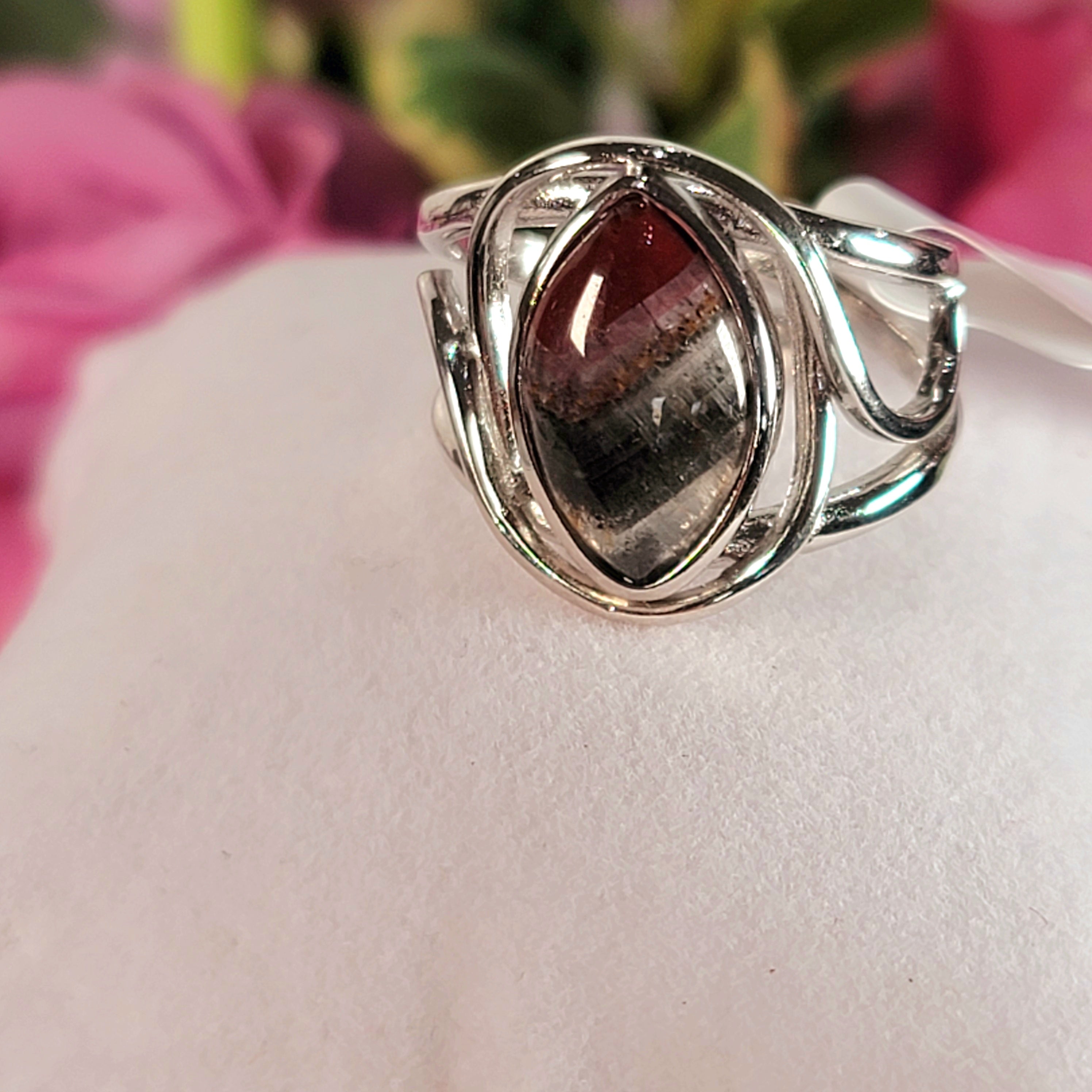 Deep Divine Auralite 23 Finger Cuff Adjustable Ring .925 Silver for Intuition and Protection