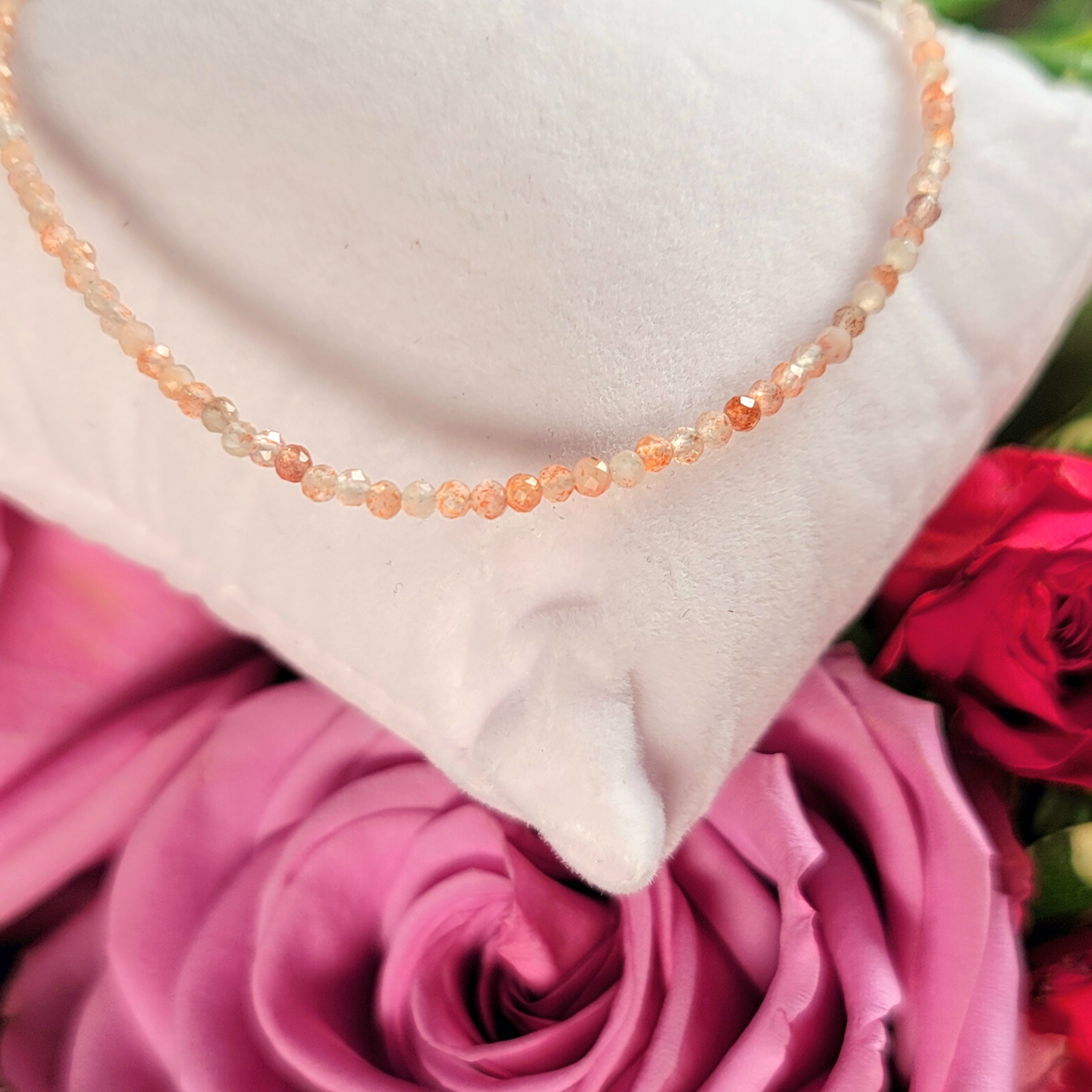 Sunstone Micro Faceted Anklet .925 Silver for Confidence, Leadership Abilities & Strength