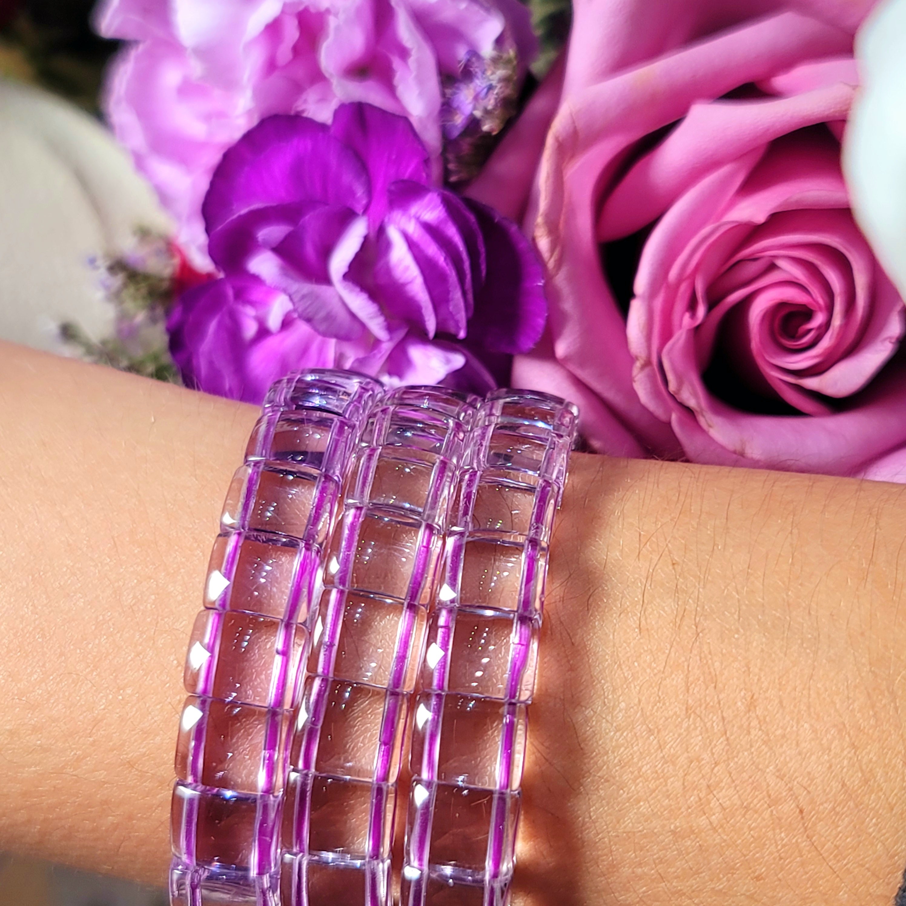 Bolivian Amethyst Stretchy Bangle Bracelet for Intuition and Protection