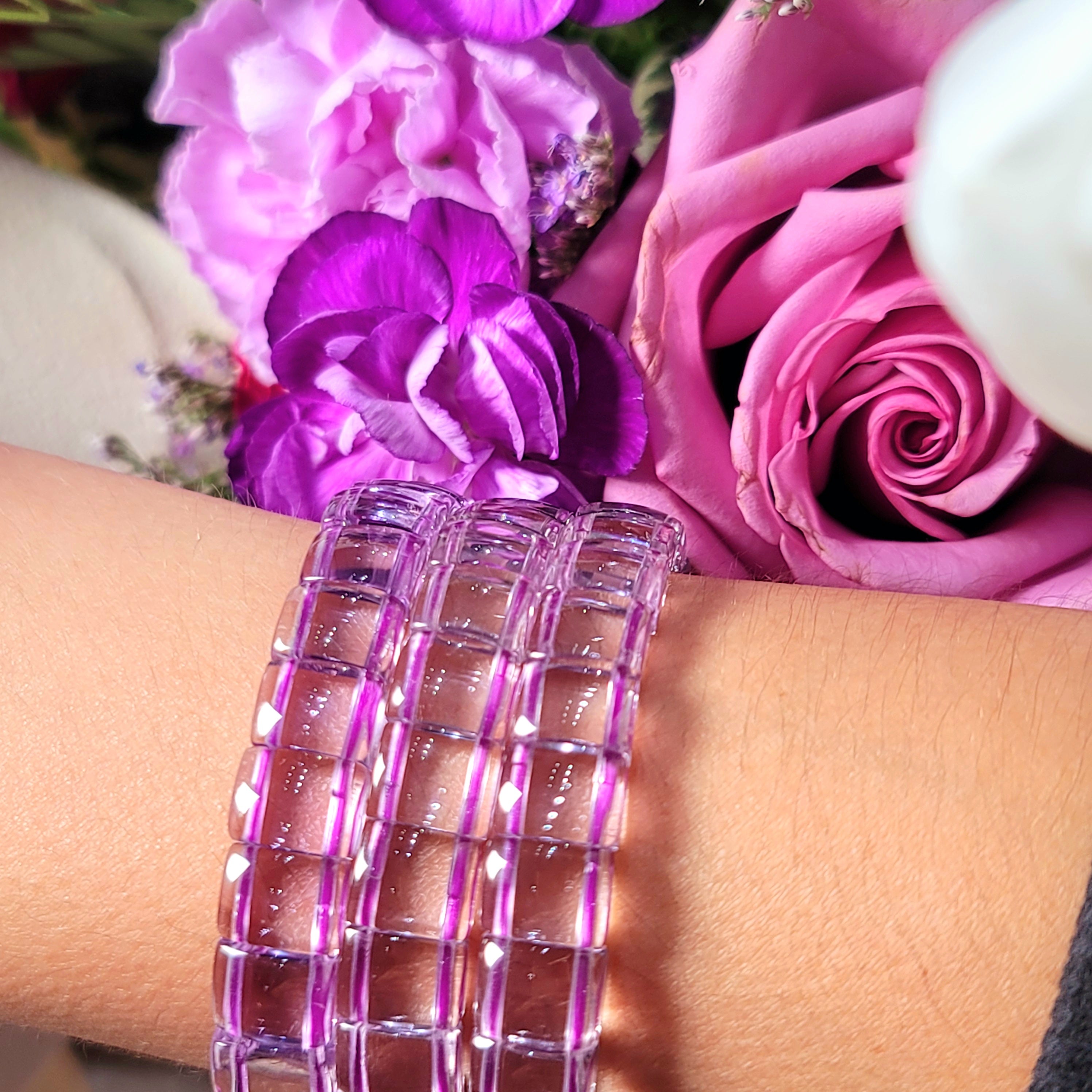 Bolivian Amethyst Stretchy Bangle Bracelet for Intuition and Protection