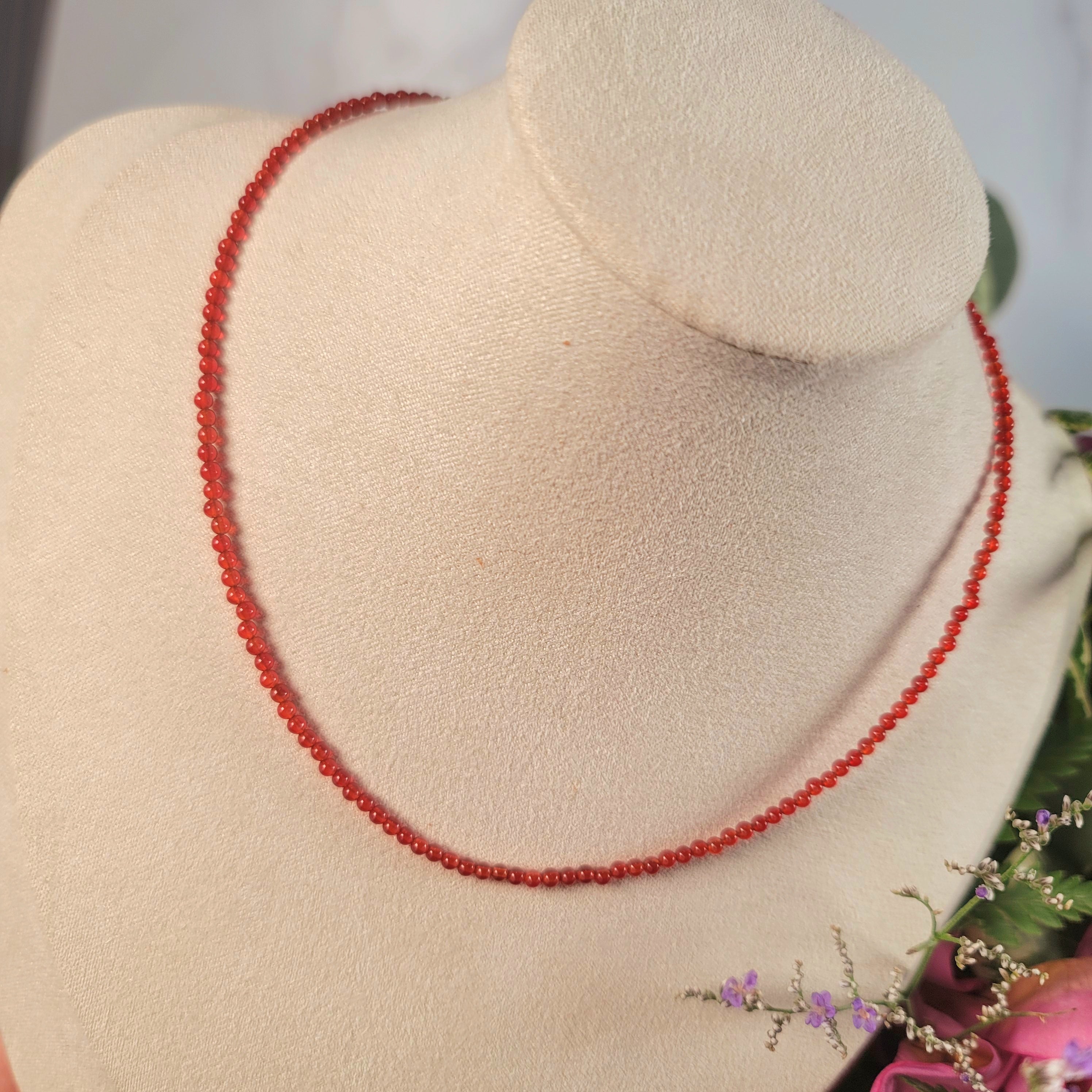 Fiery Carnelian Micro Round Choker/Layering Necklace for Creativity and Passion