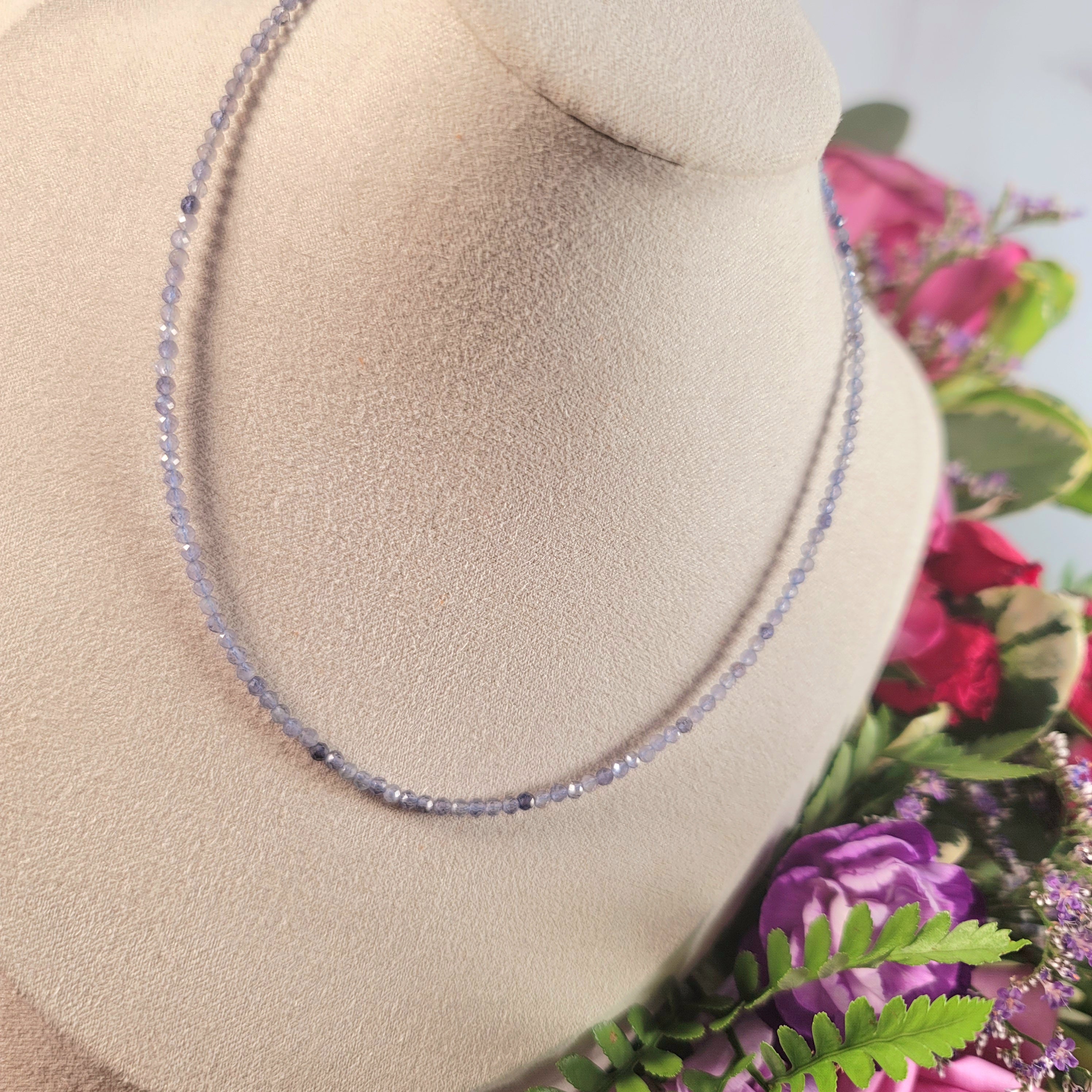 Iolite Micro Faceted Choker/Layering Necklace for Enhancing Intuition, Meditation, Memory & Prophetic Visions
