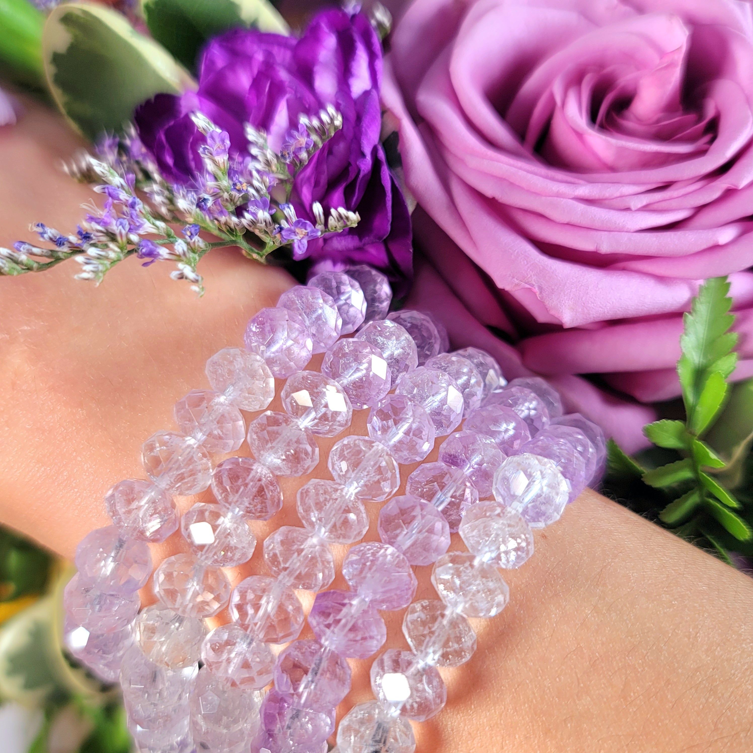 Amethyst Faceted Waterfall Rondell Bracelet for Intuition, Connection with the Divine and Sobriety