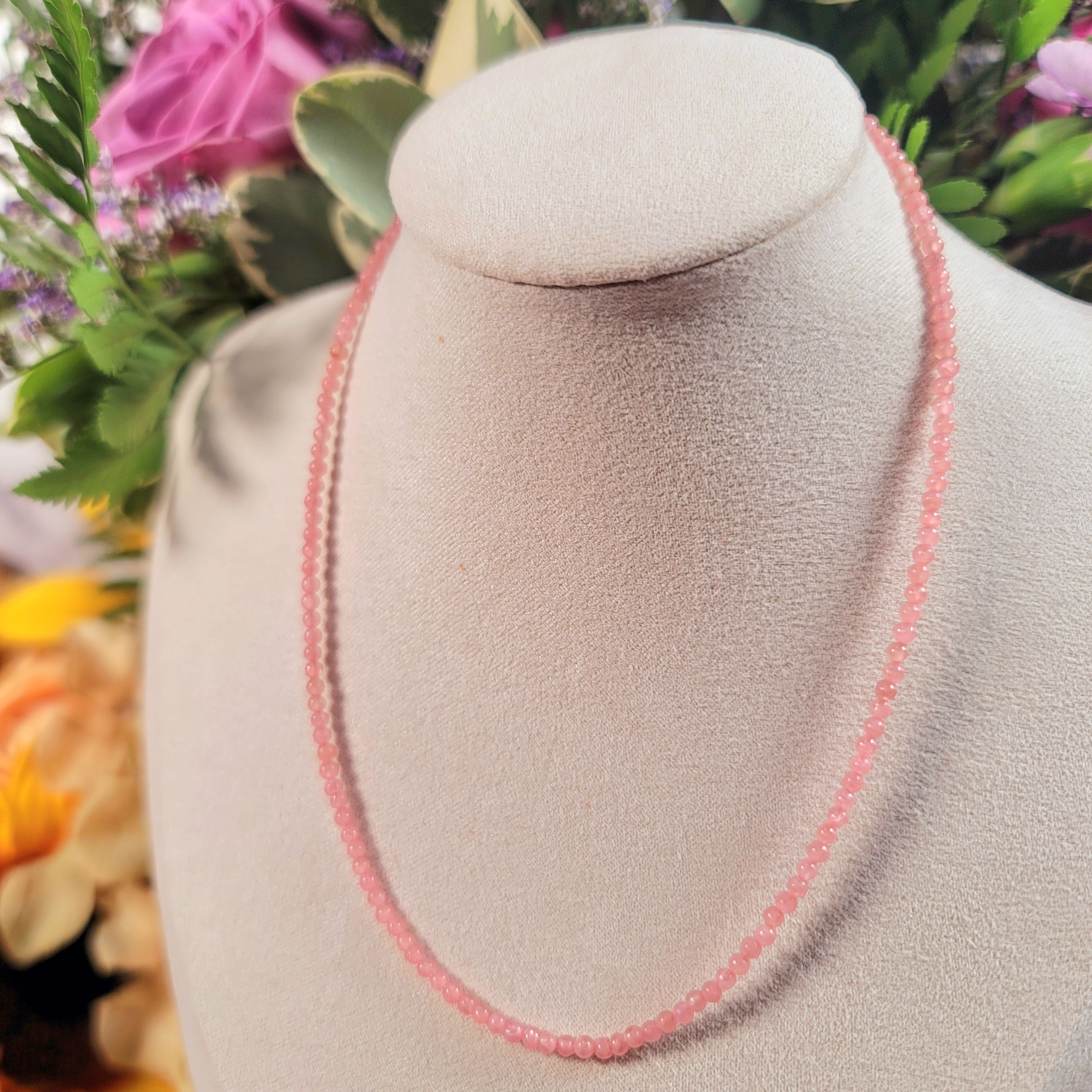 Rhodochrosite Micro Round Choker/Layering Necklace for Improving your Confidence & Self-Worth