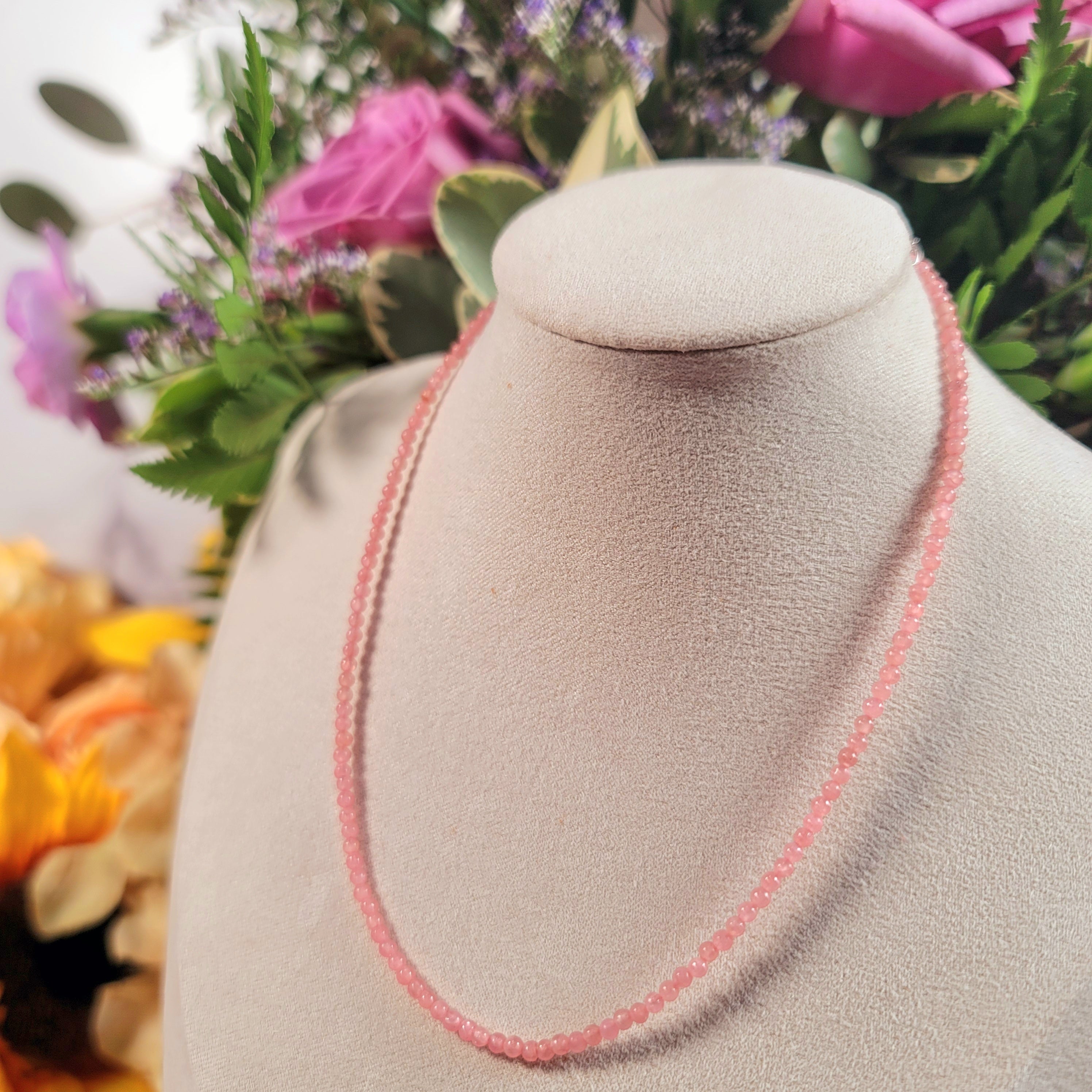 Rhodochrosite Micro Round Choker/Layering Necklace for Improving your Confidence & Self-Worth