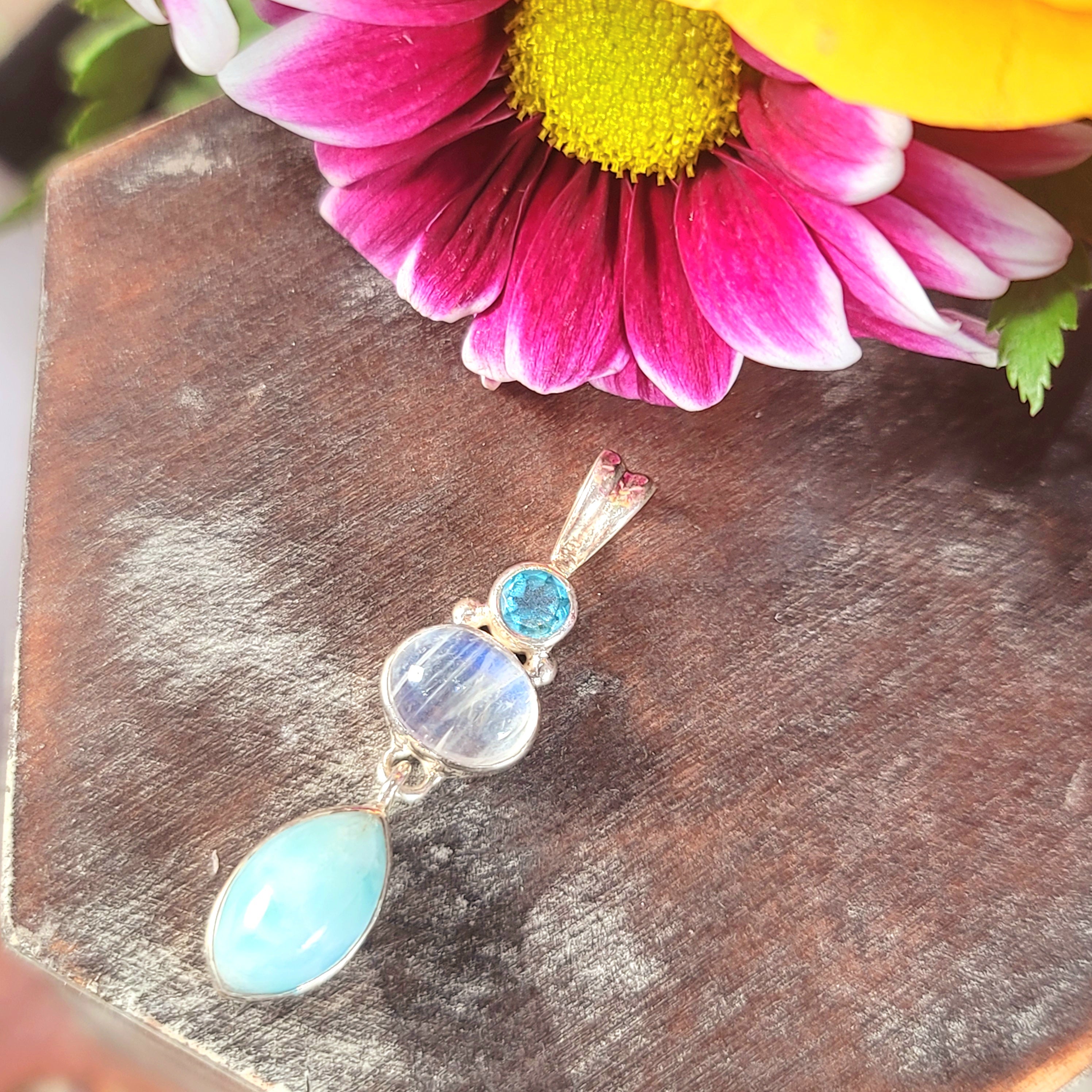 Rainbow Moonstone x Blue Apatite × Larimar .925 Silver for Serenity on your New Path
