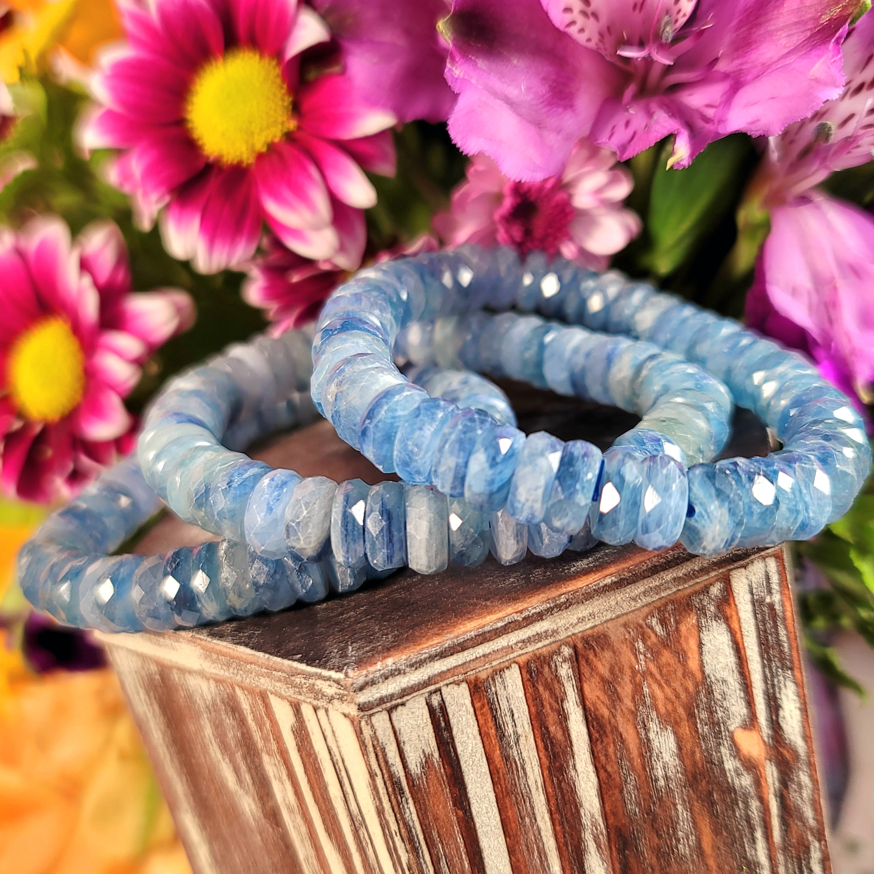 Kyanite Faceted Rondell Bracelet for Purifying your Body's Energy Fields
