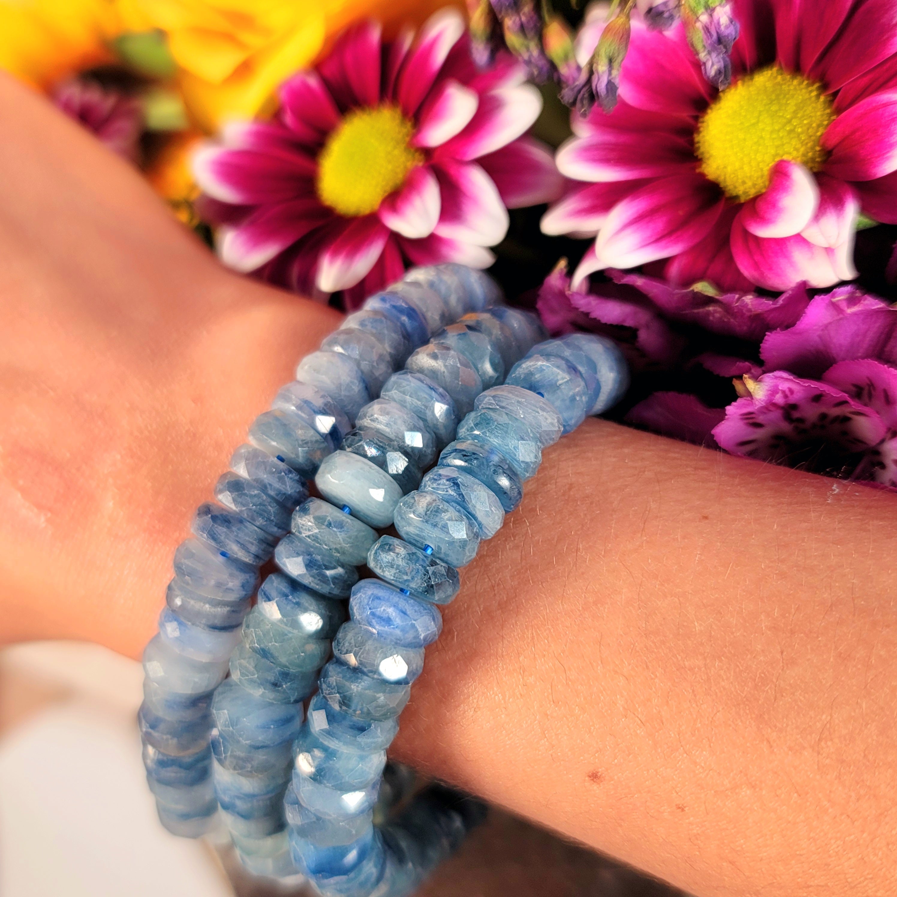 Kyanite Faceted Rondell Bracelet for Purifying your Body's Energy Fields