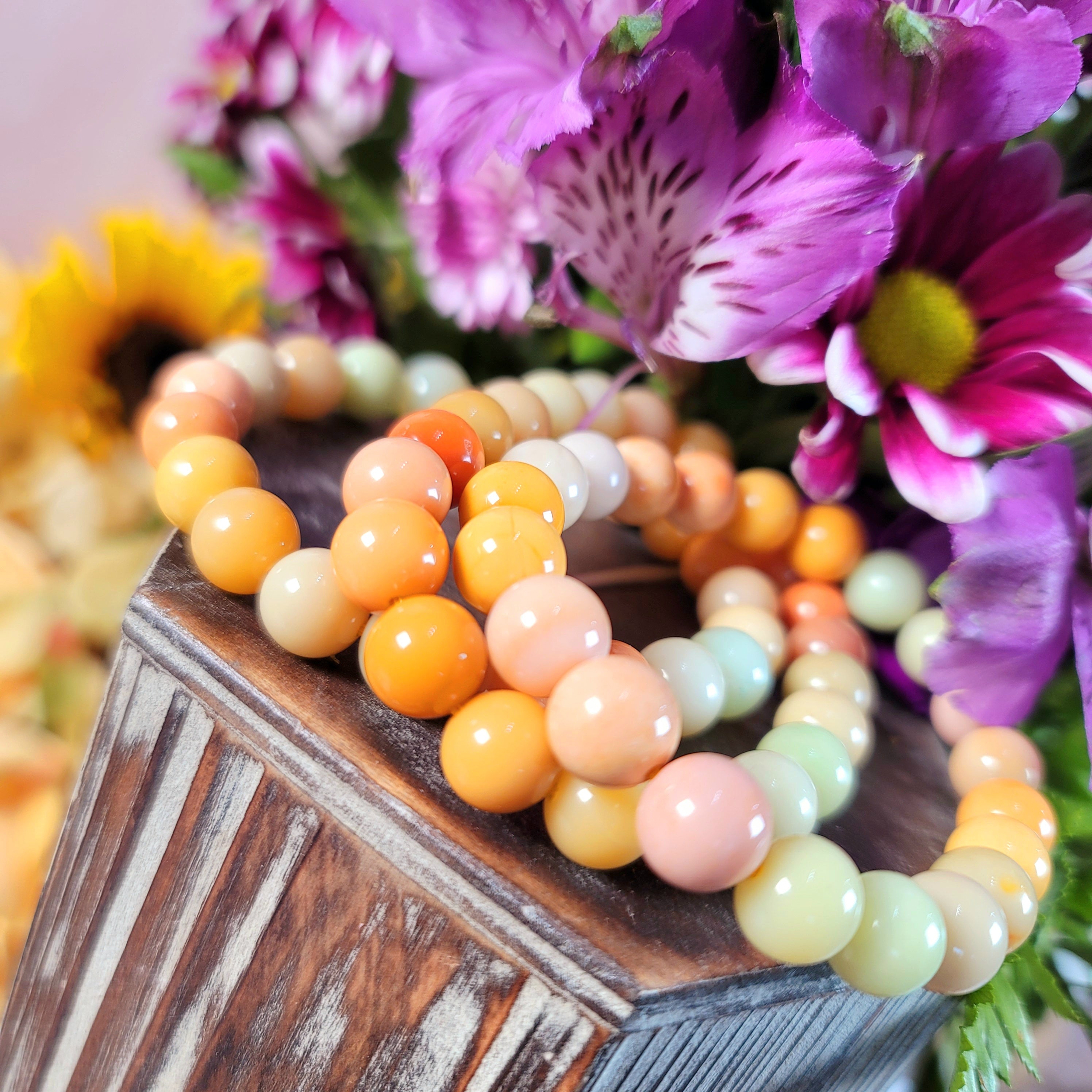 Pastel Rainbow Jade Bracelet for Love, Peace and Success Warmth and Joy