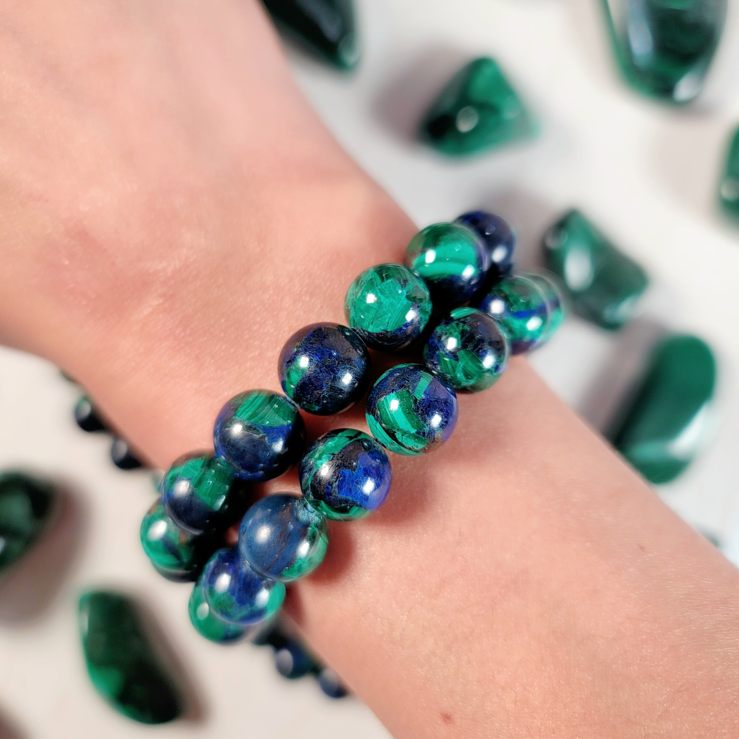 Azurite with Malachite Bracelet for Embracing Divine Femine Power and Healing