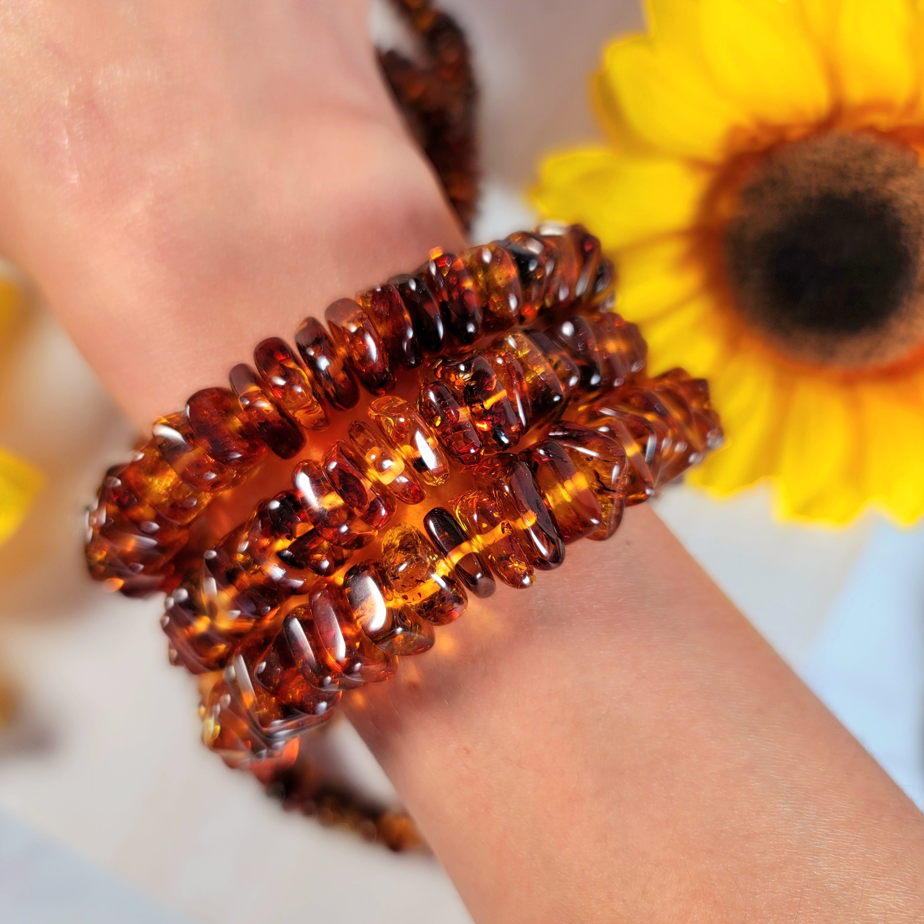 Baltic Amber Chip Bracelet for Joy and Optimism