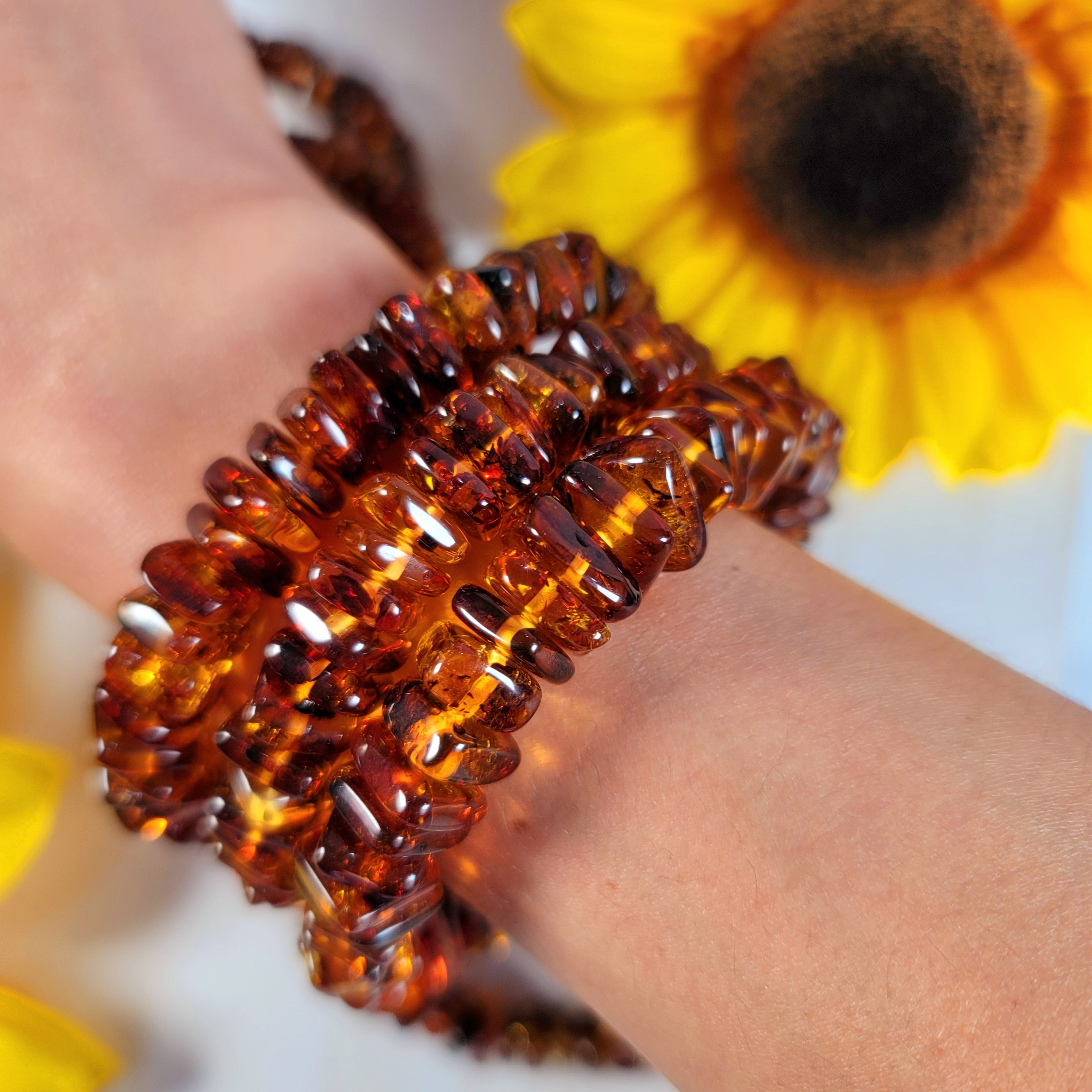 Baltic Amber Chip Bracelet for Joy and Optimism
