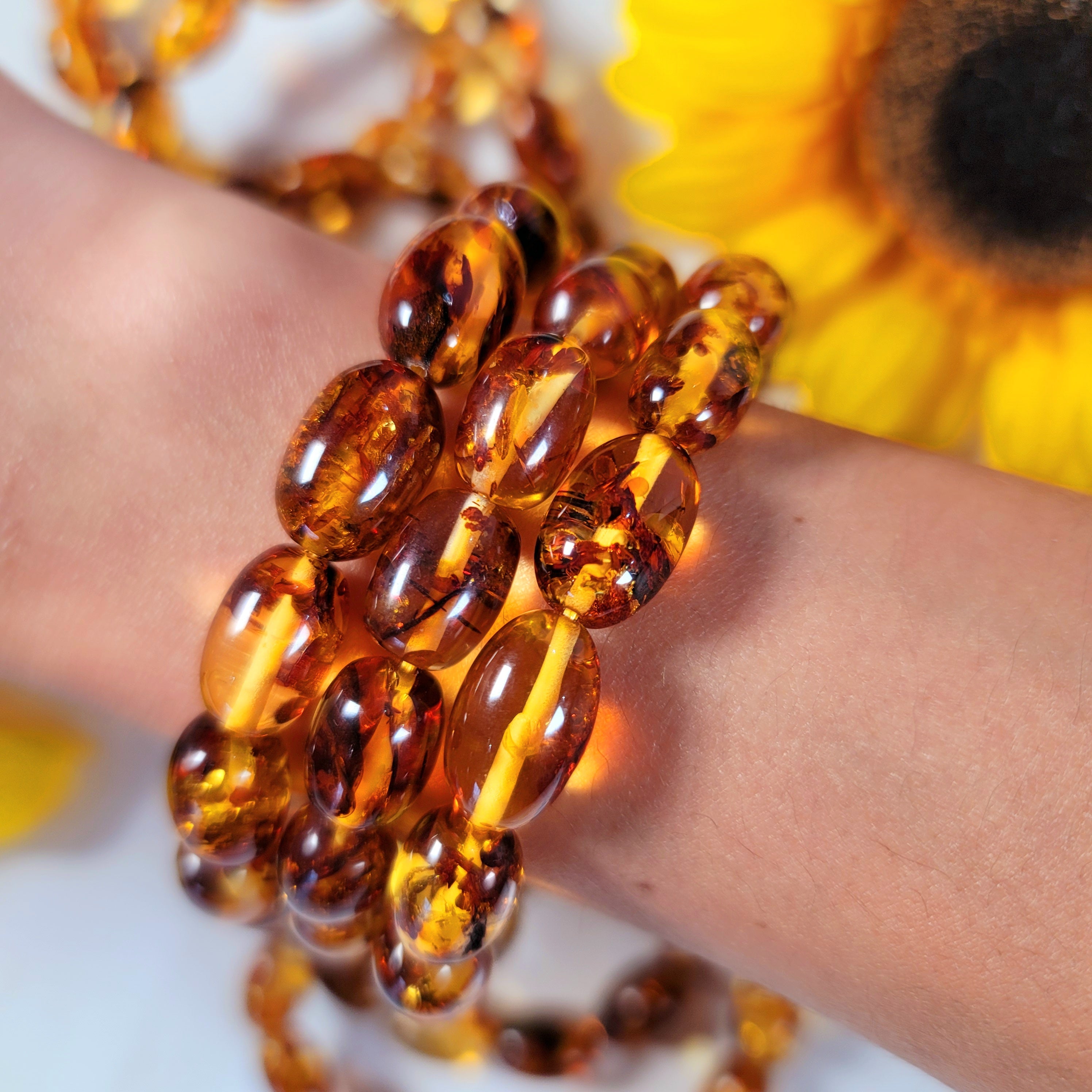 Baltic Amber Cylinder Bracelet for Joy and Optimism
