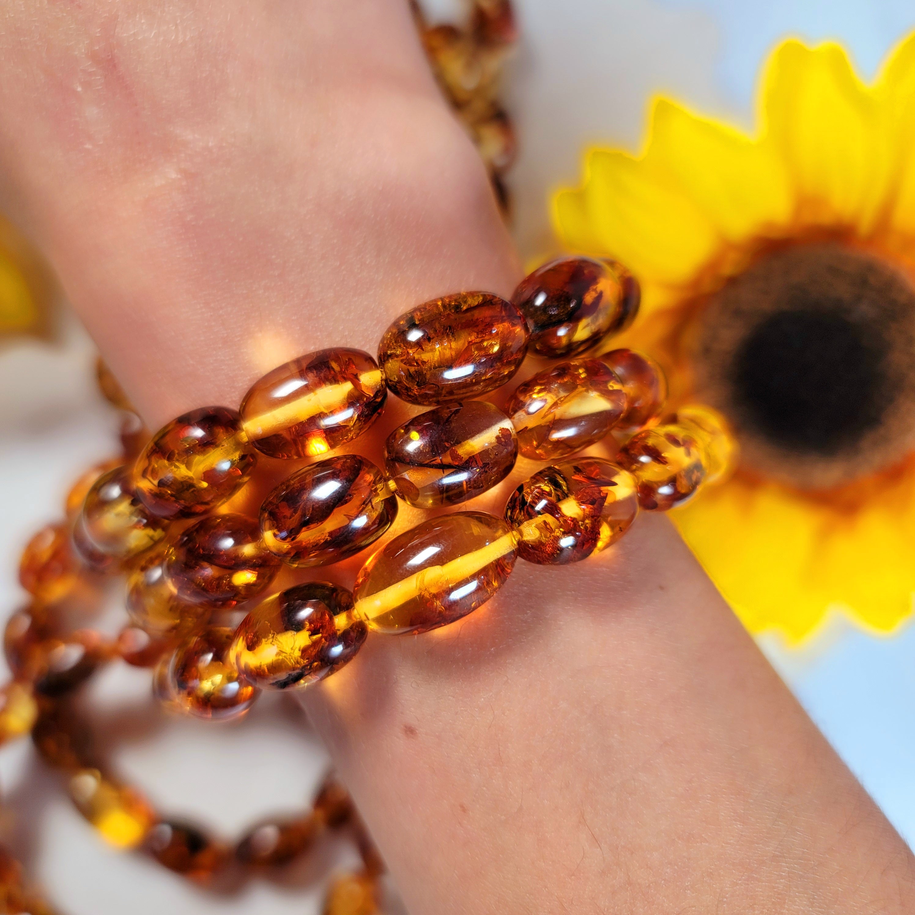 Baltic Amber Cylinder Bracelet for Joy and Optimism