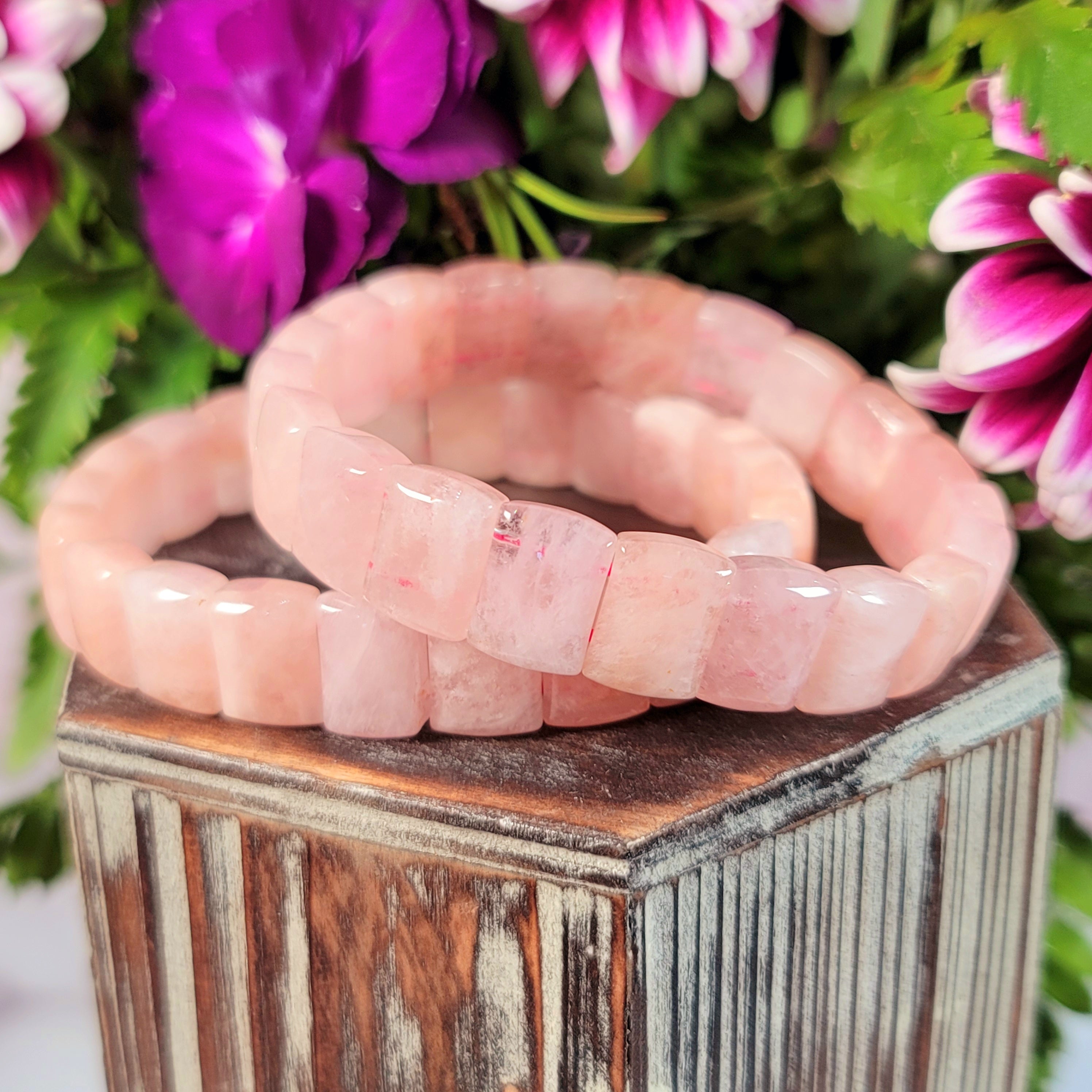 Morganite Stretchy Bangle Bracelet for Heart Healing and Love