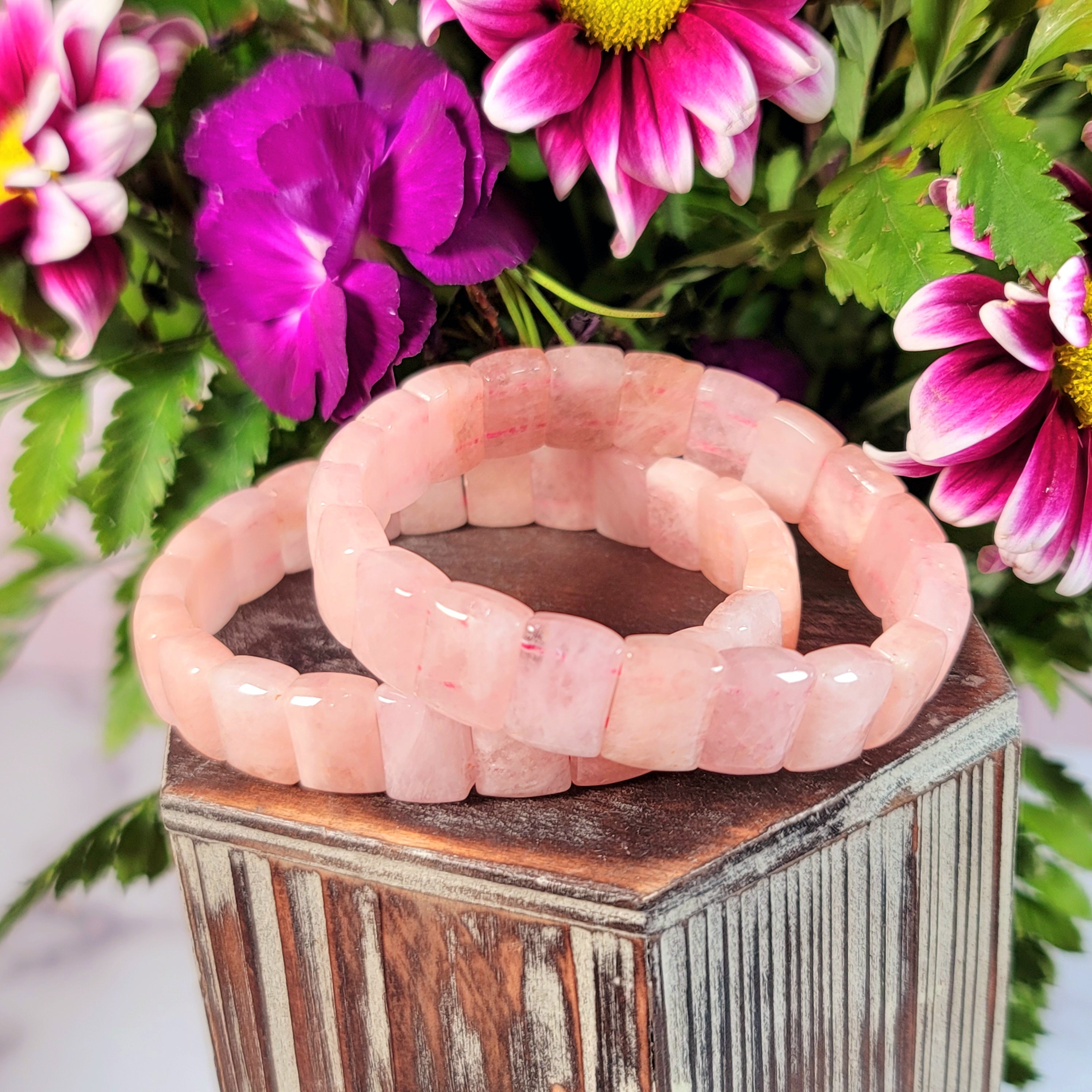 Morganite Stretchy Bangle Bracelet for Heart Healing and Love