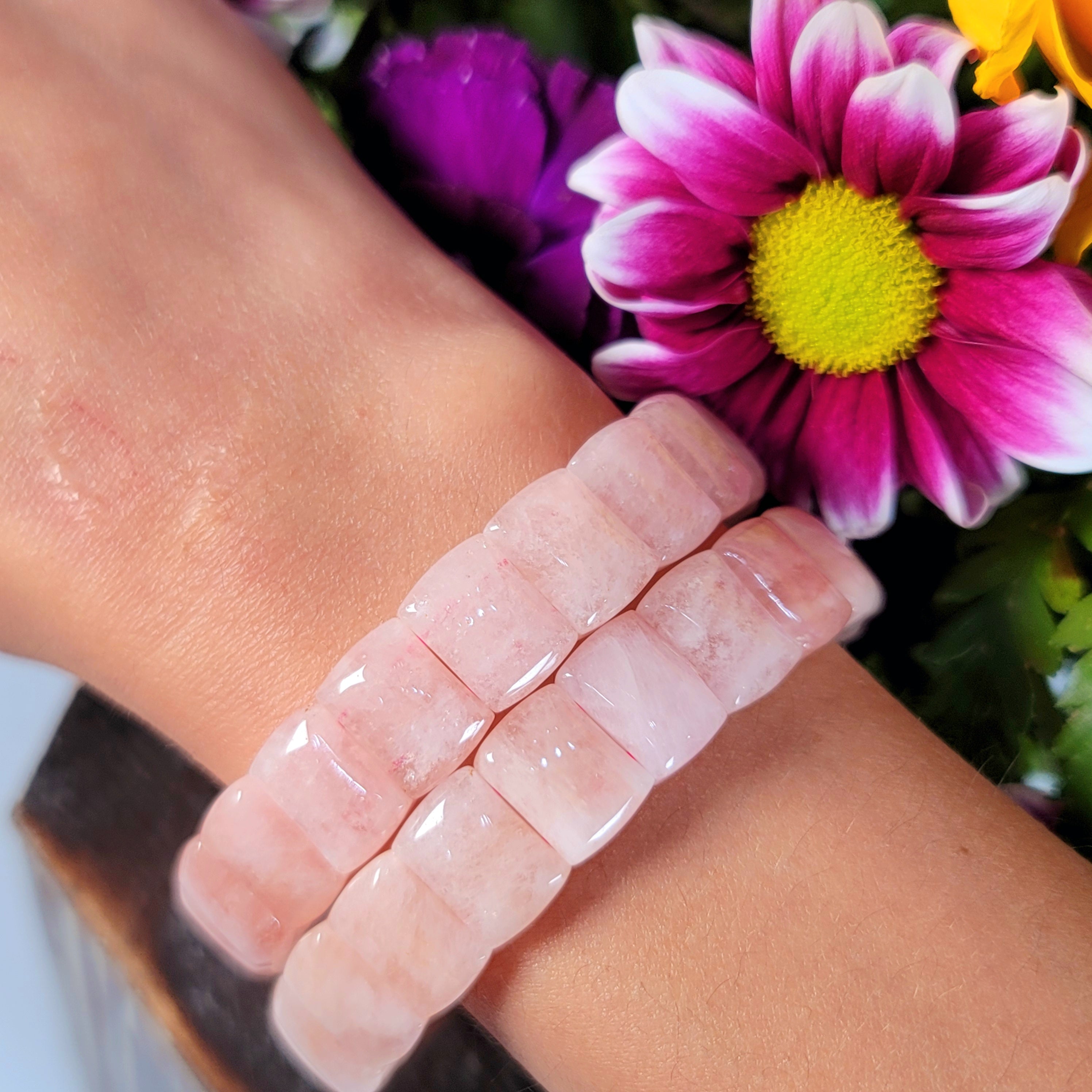 Morganite Stretchy Bangle Bracelet for Heart Healing and Love