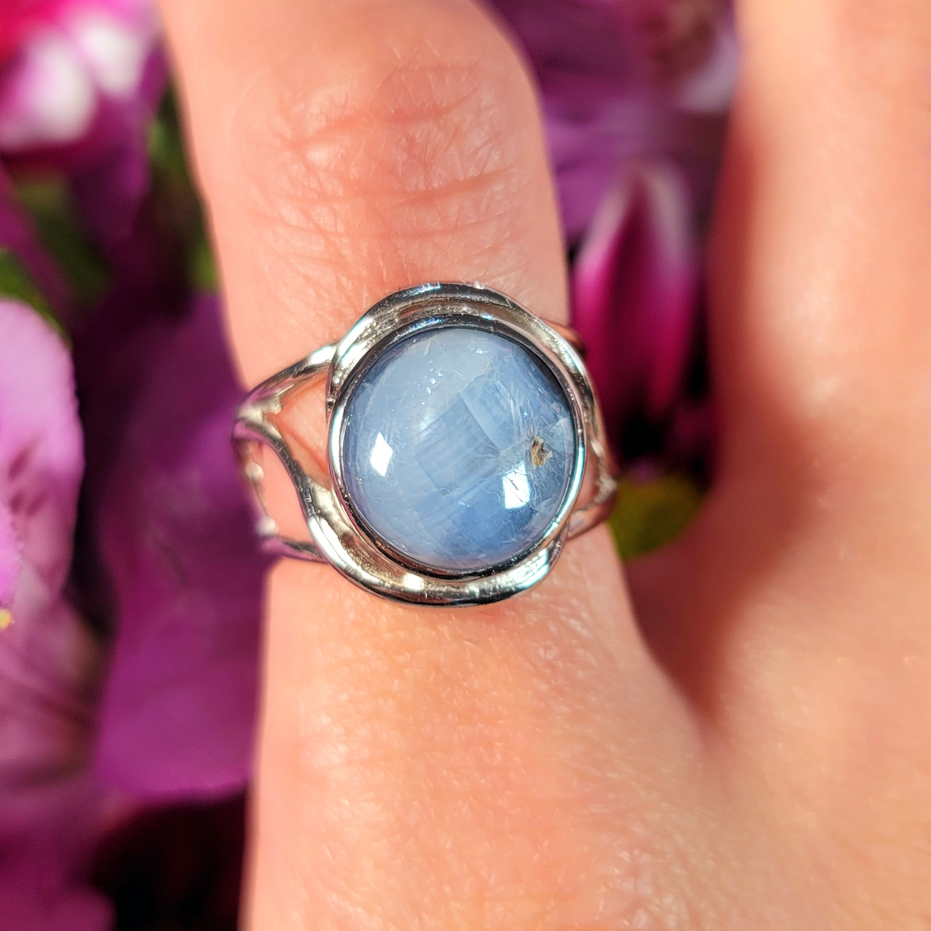Star Blue Sapphire Adjustable Finger Bracelet .925 Silver for Focus, Discipline and Wisdom