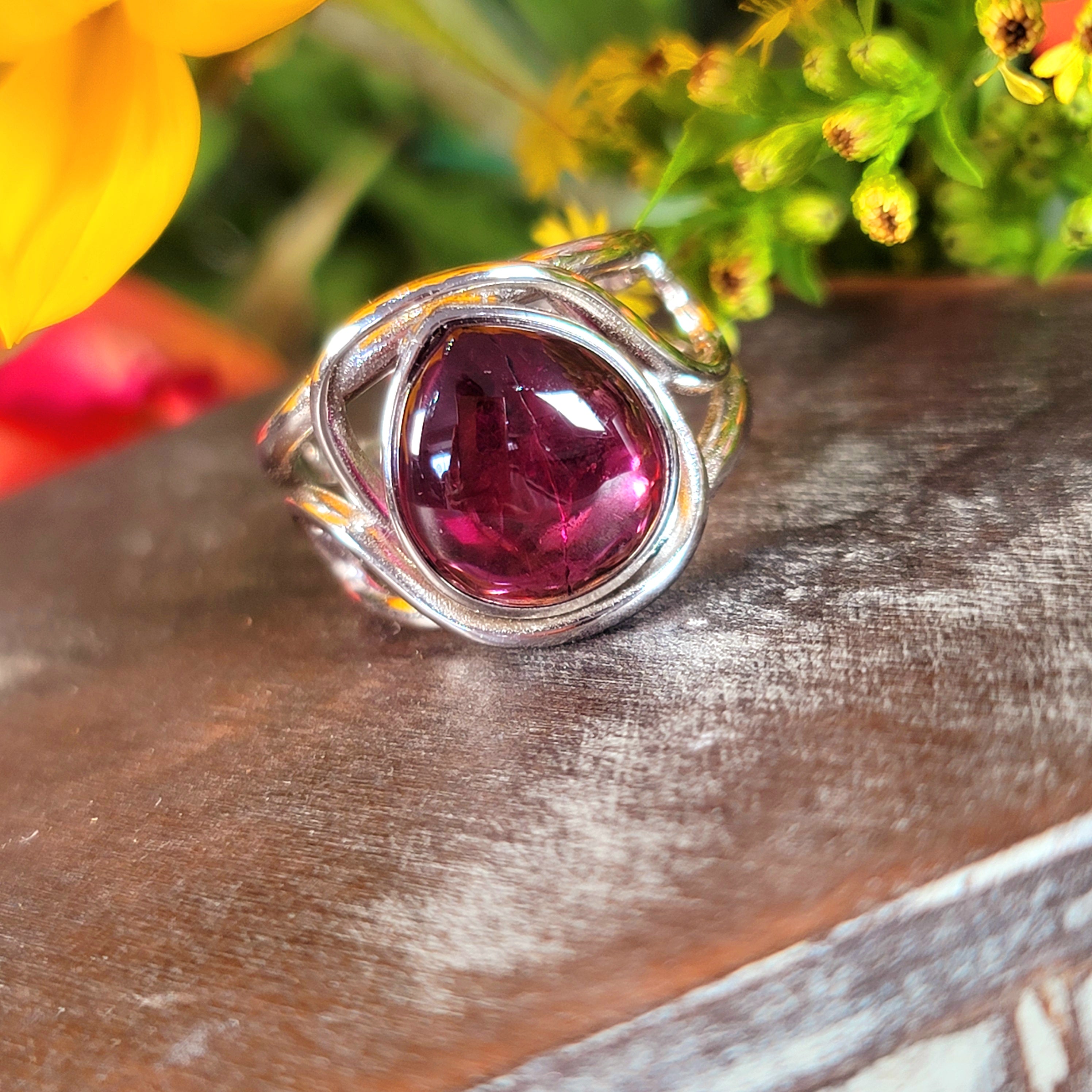 Rhodolite Purple Garnet Adjustable Finger Bracelet .925 Silver for Connection with Angels and Spirit Guides