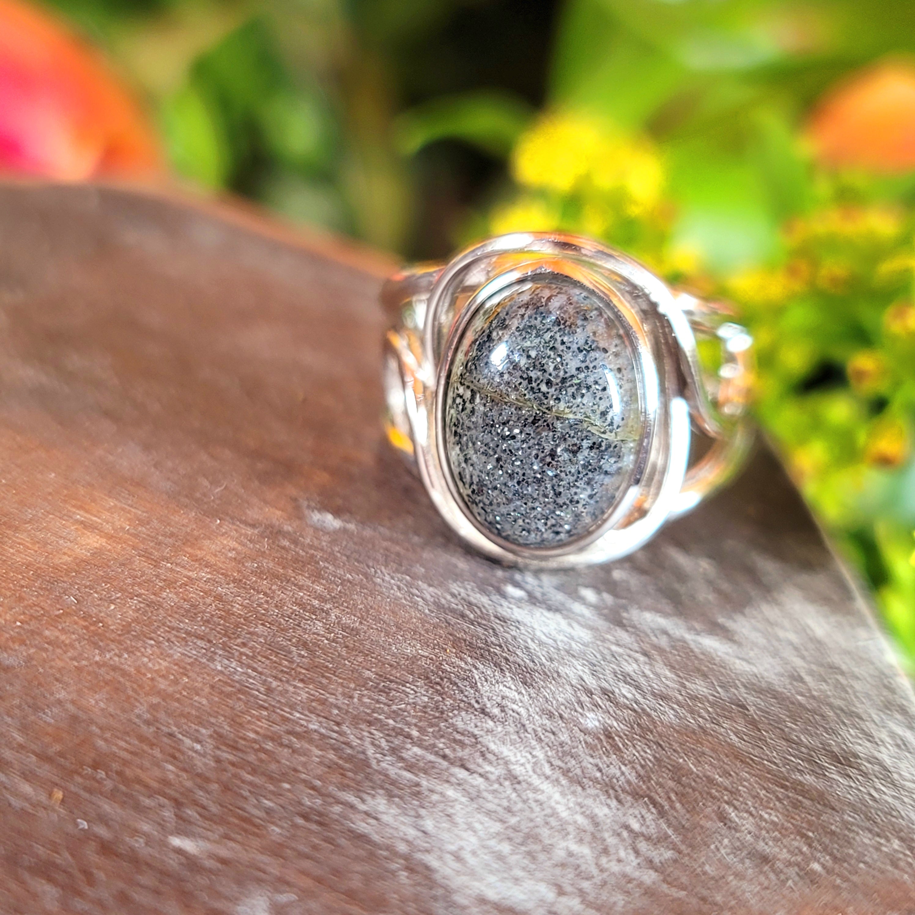 Divine Black Sunstone Adjustable Finger Cuff Ring .925 Silver for Cleansing & Balancing Chakras