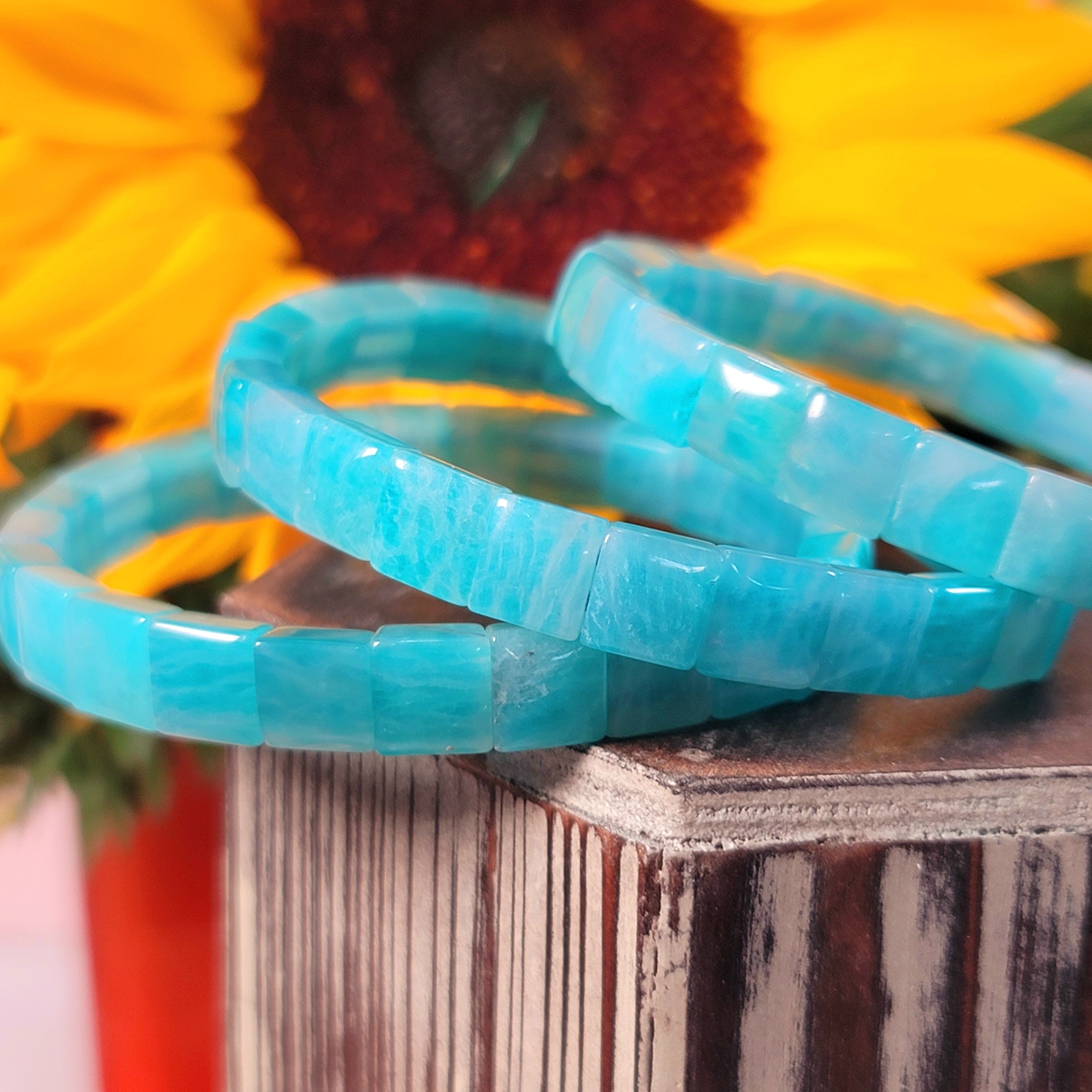 Amazonite Stretchy Bangle Bracelet (High Quality) for Speaking Your Truth