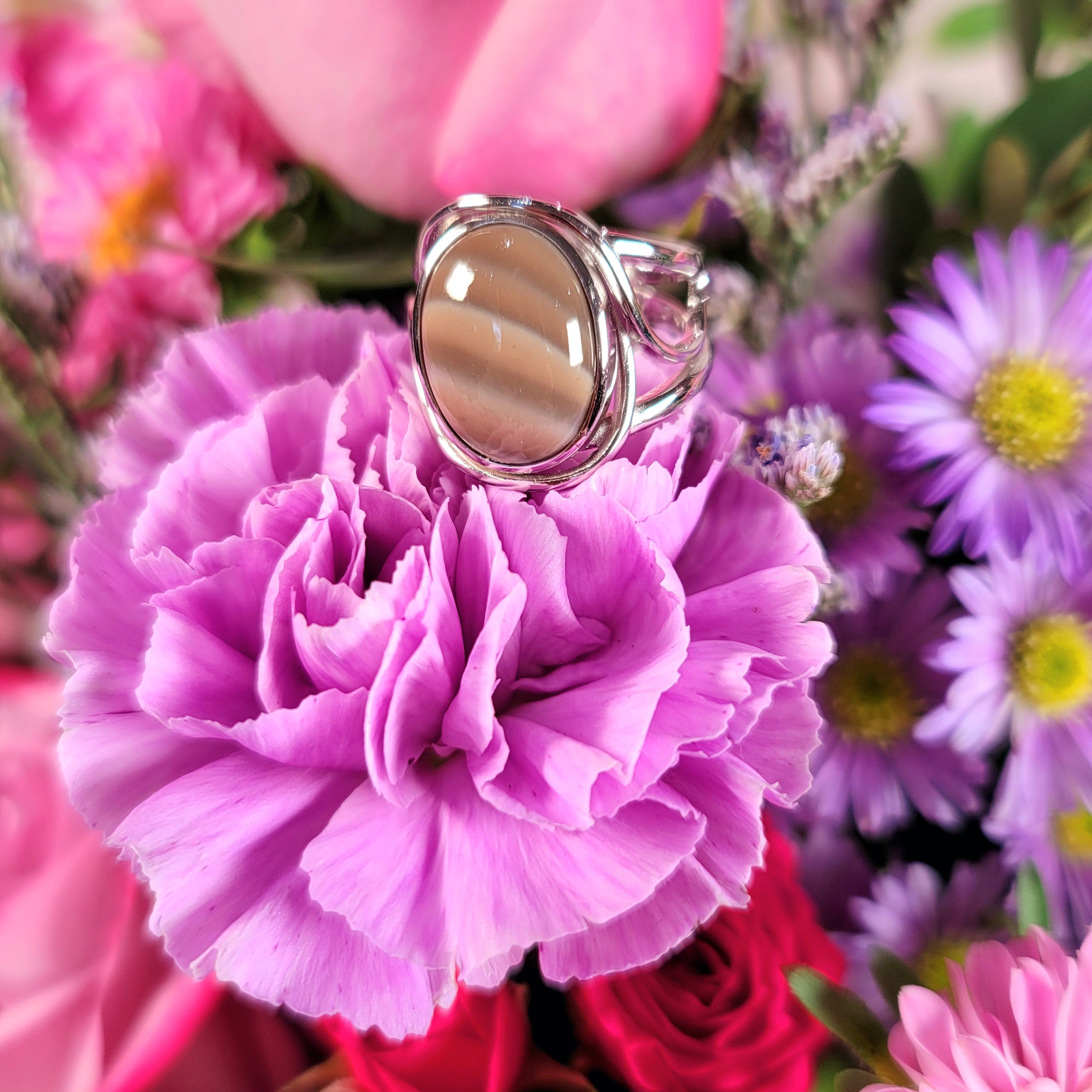 Polish Striped Flint Adjustable Finger Bracelet for Powerful Protection Against Negative Energy