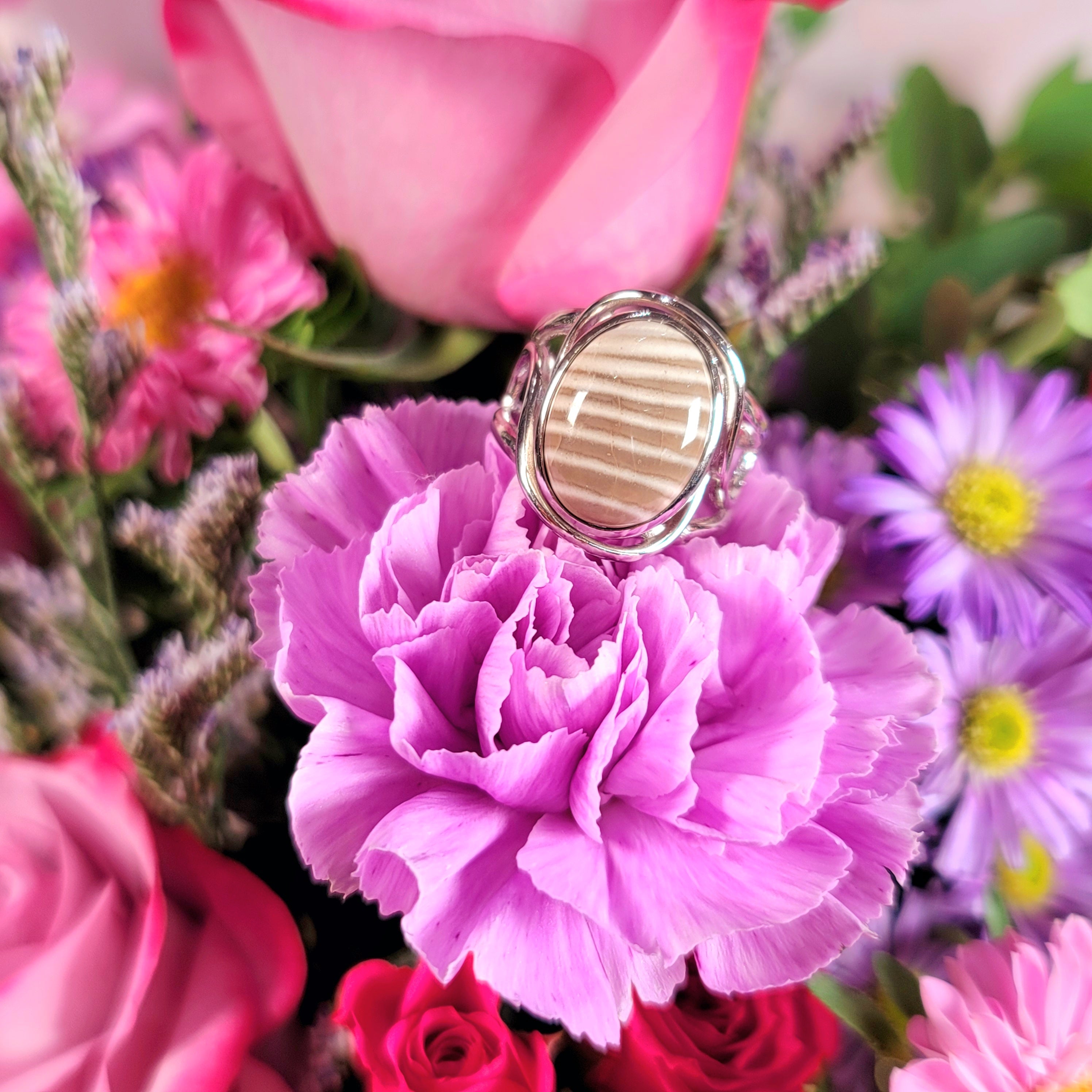 Polish Striped Flint Adjustable Finger Bracelet for Powerful Protection Against Negative Energy