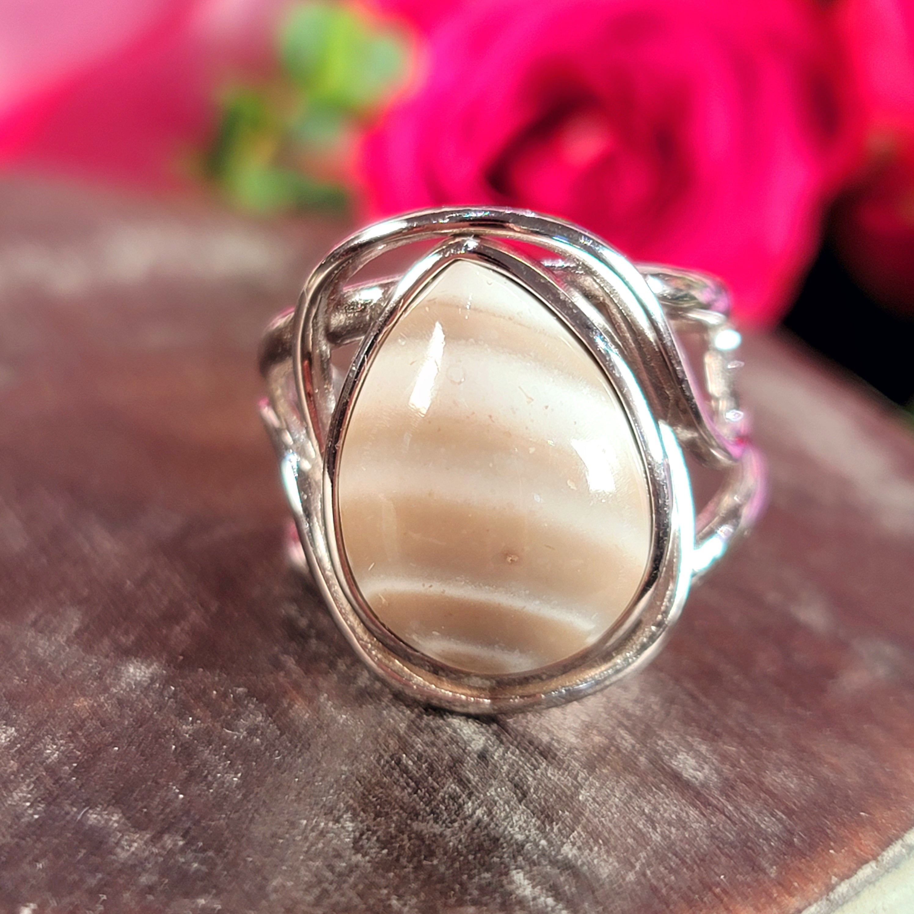 Polish Striped Flint Adjustable Finger Bracelet for Powerful Protection Against Negative Energy