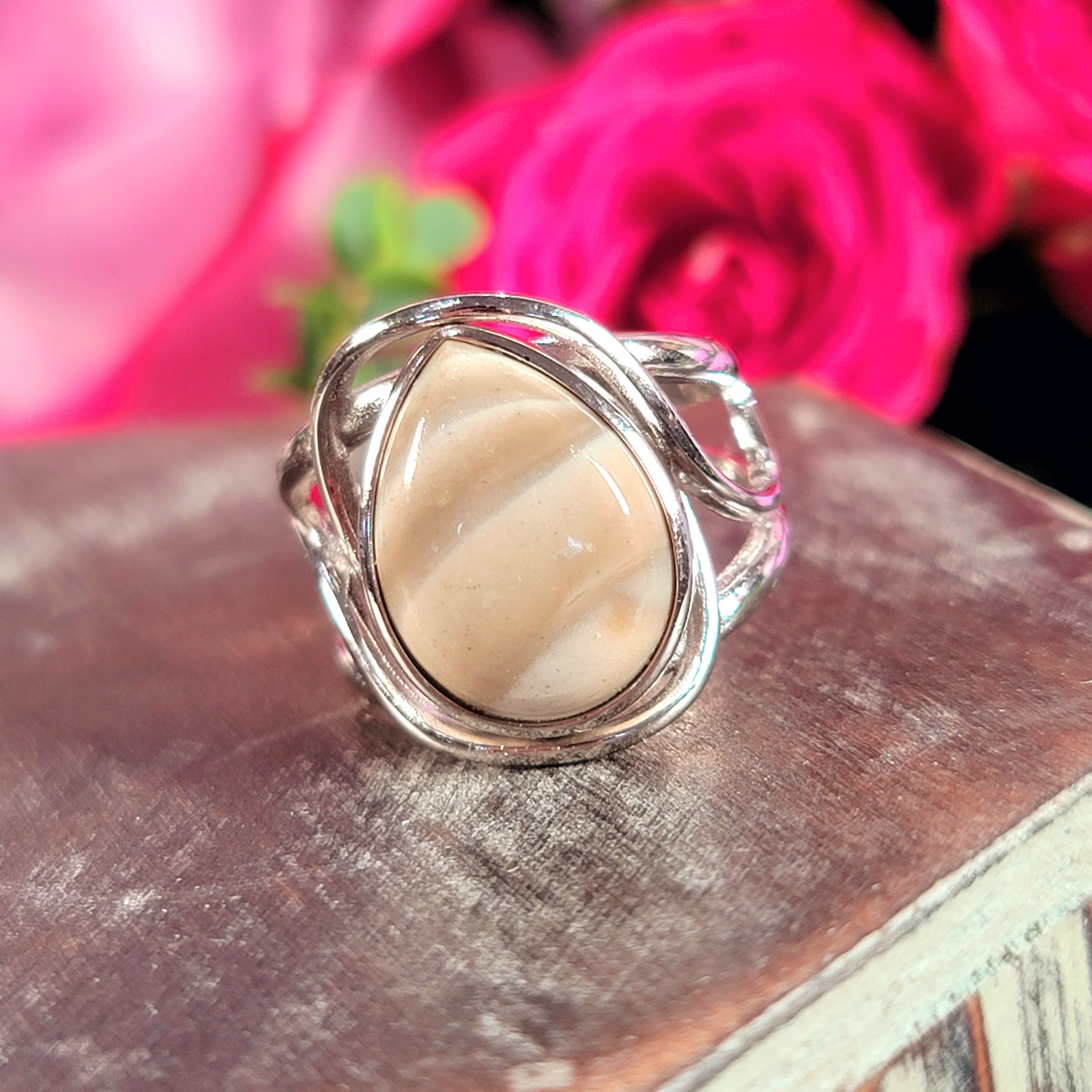 Polish Striped Flint Adjustable Finger Bracelet for Powerful Protection Against Negative Energy