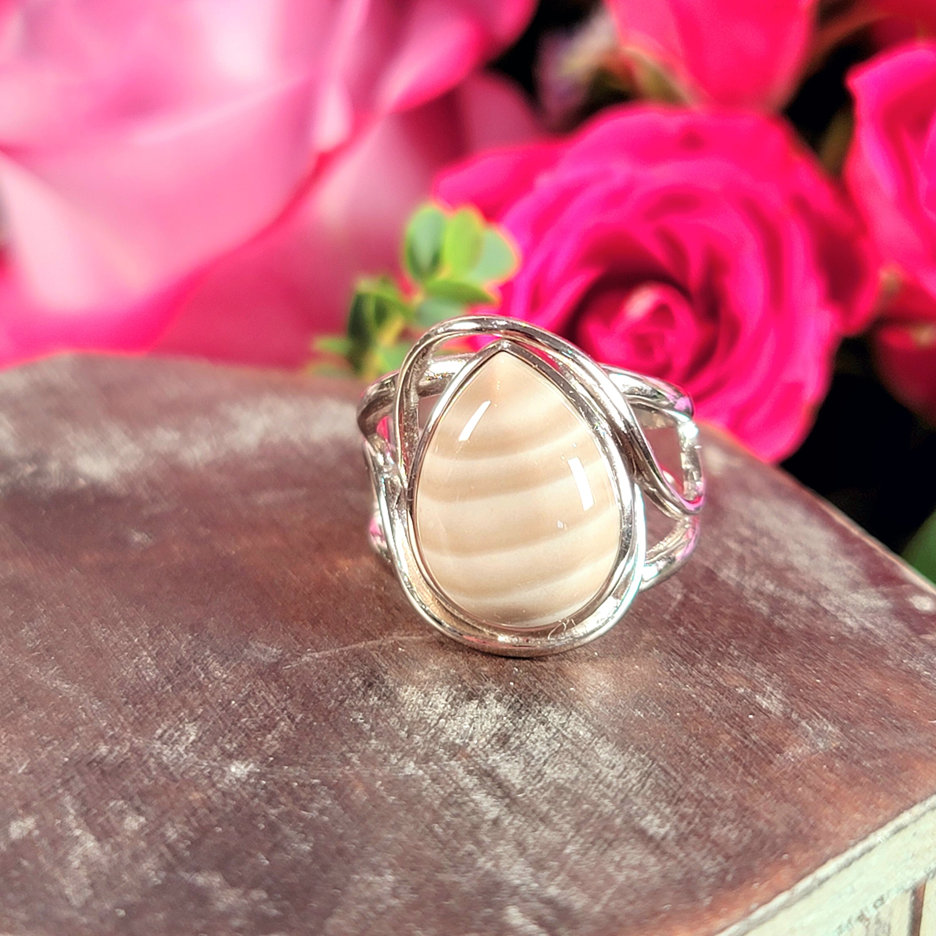 Polish Striped Flint Adjustable Finger Bracelet for Powerful Protection Against Negative Energy