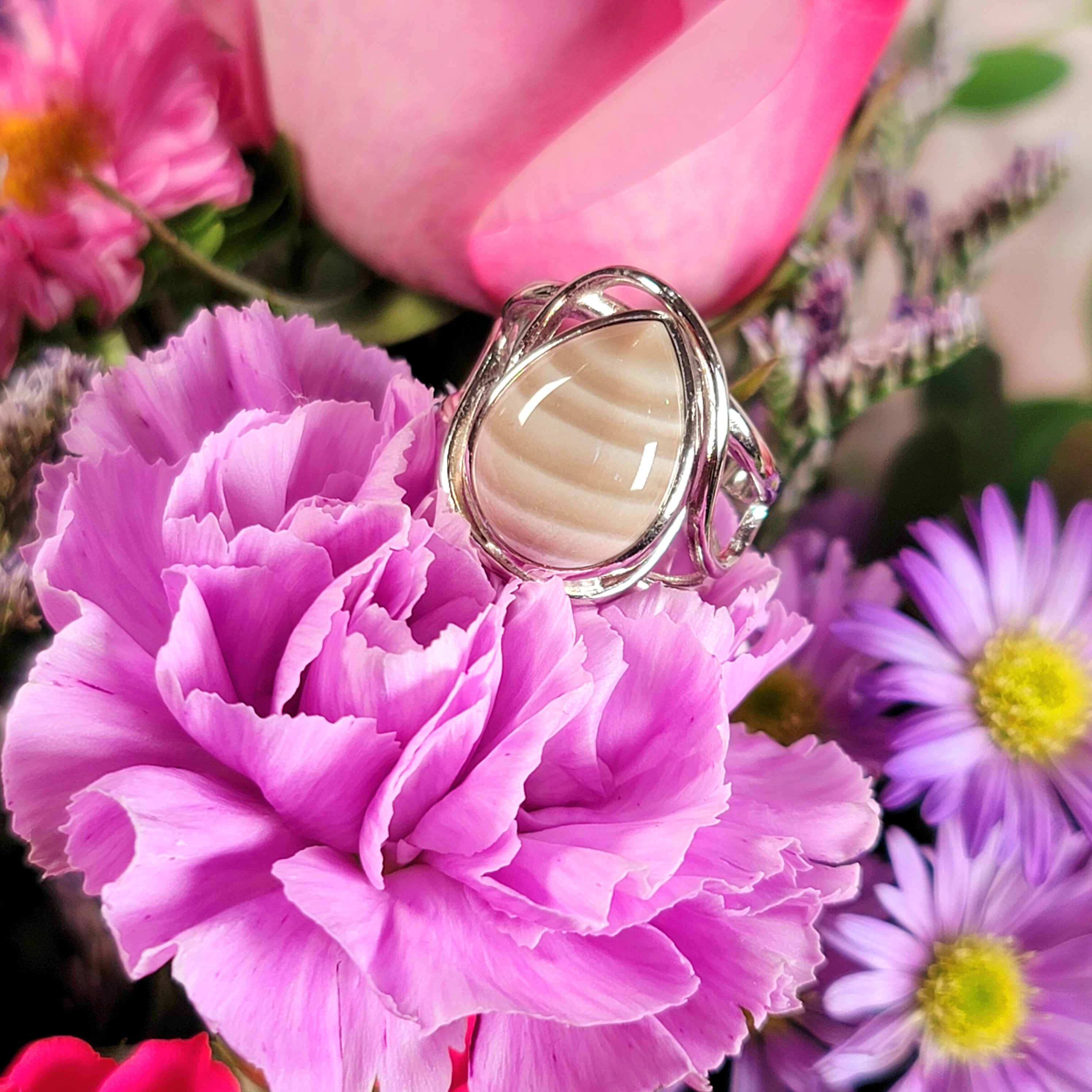 Polish Striped Flint Adjustable Finger Bracelet for Powerful Protection Against Negative Energy