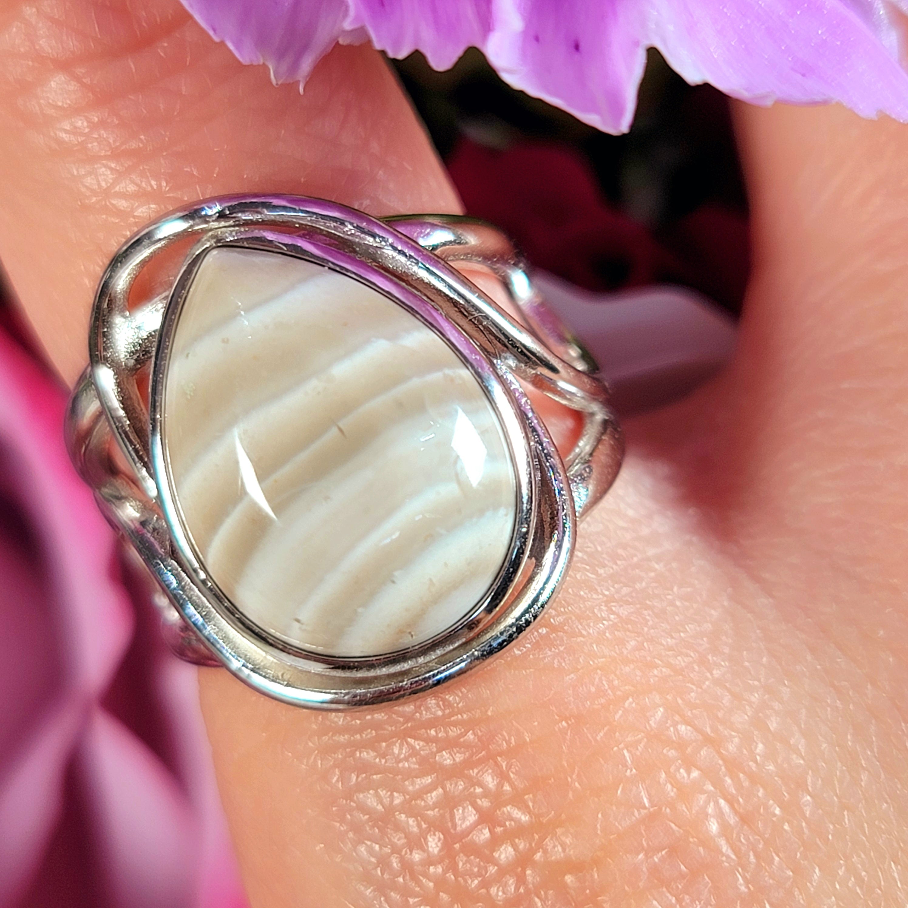 Polish Striped Flint Adjustable Finger Bracelet for Powerful Protection Against Negative Energy