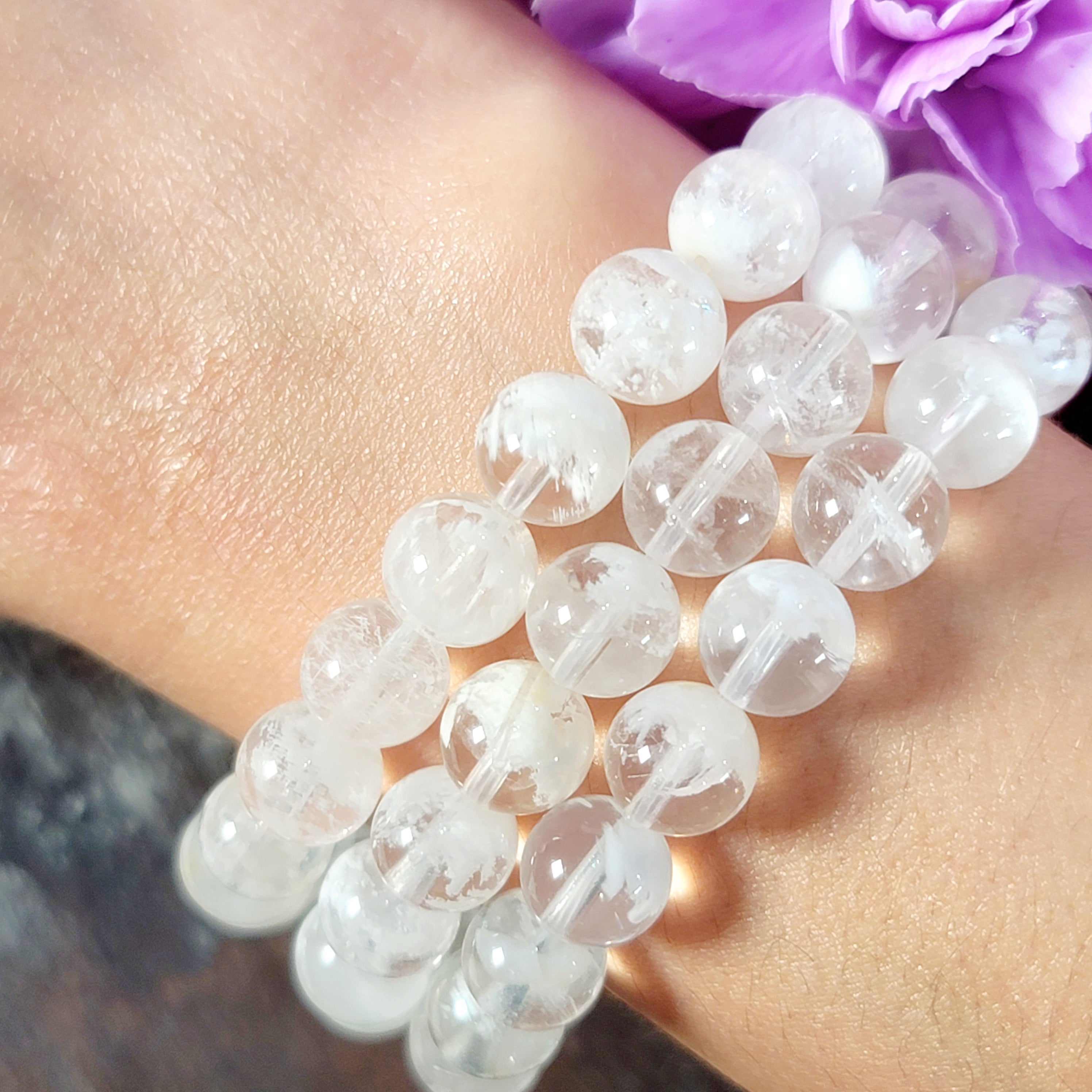 White Lodalite Garden Quartz Bracelet for Compassion and Self Love