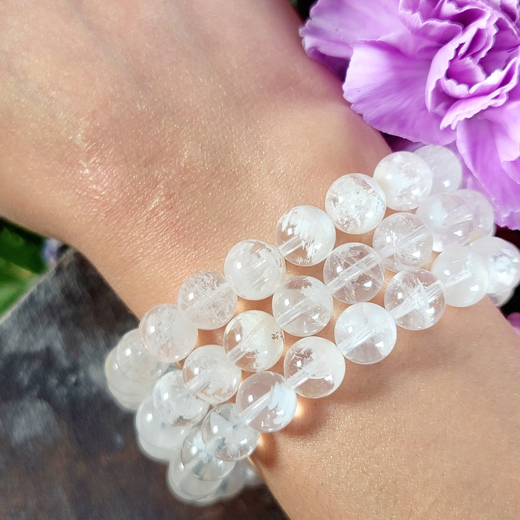 thumbnail image 2 of Wholesale Lot 6-Pack Natural Garden Quartz & Lodalite 8mm Crystal Stretch Bracelets (7.5") 2 of 6