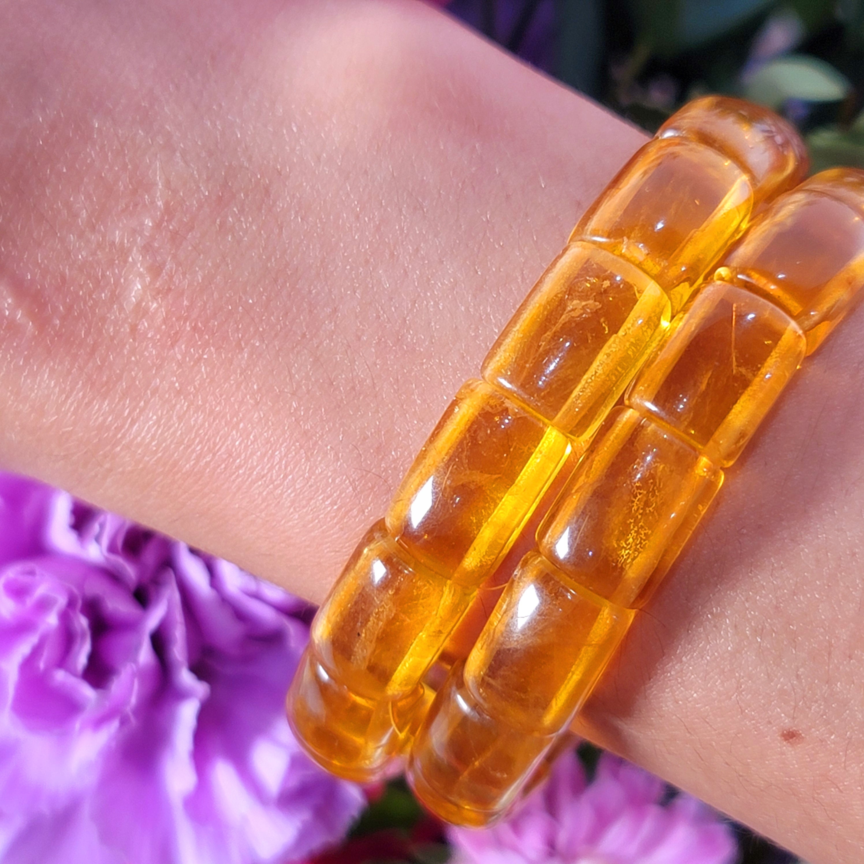 Yellow Fluorite Stretchy Bangle Bracelet (AAA Grade) for Abundance, Creativity & Psychic Clarity