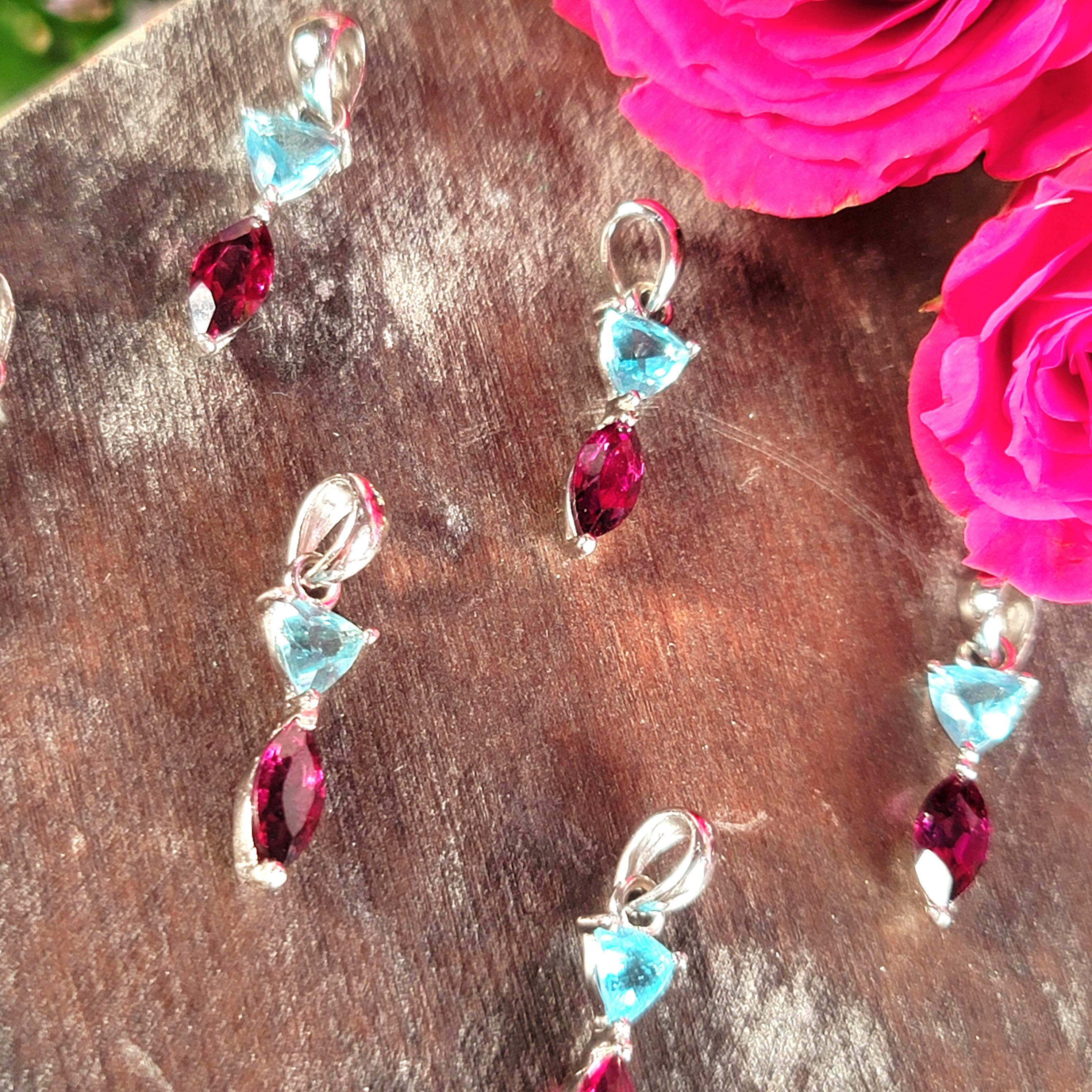 Gem Blue Apatite x Rhodolite Garnet Necklace for Connection, Healthy Weight Loss and Overall Wellness