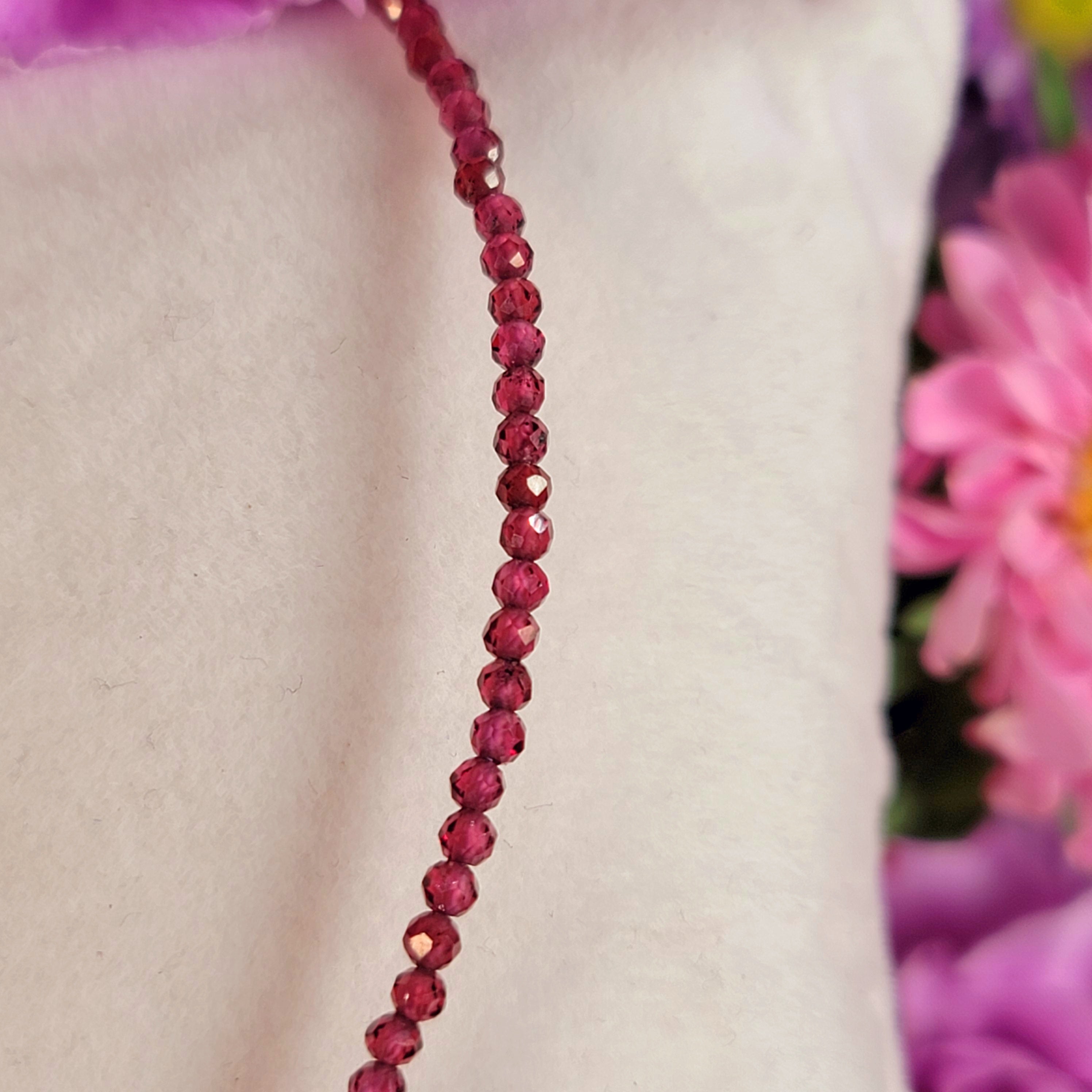 Rhodolite Garnet Faceted Anklet .925 Silver for Power, Prosperity and Protection