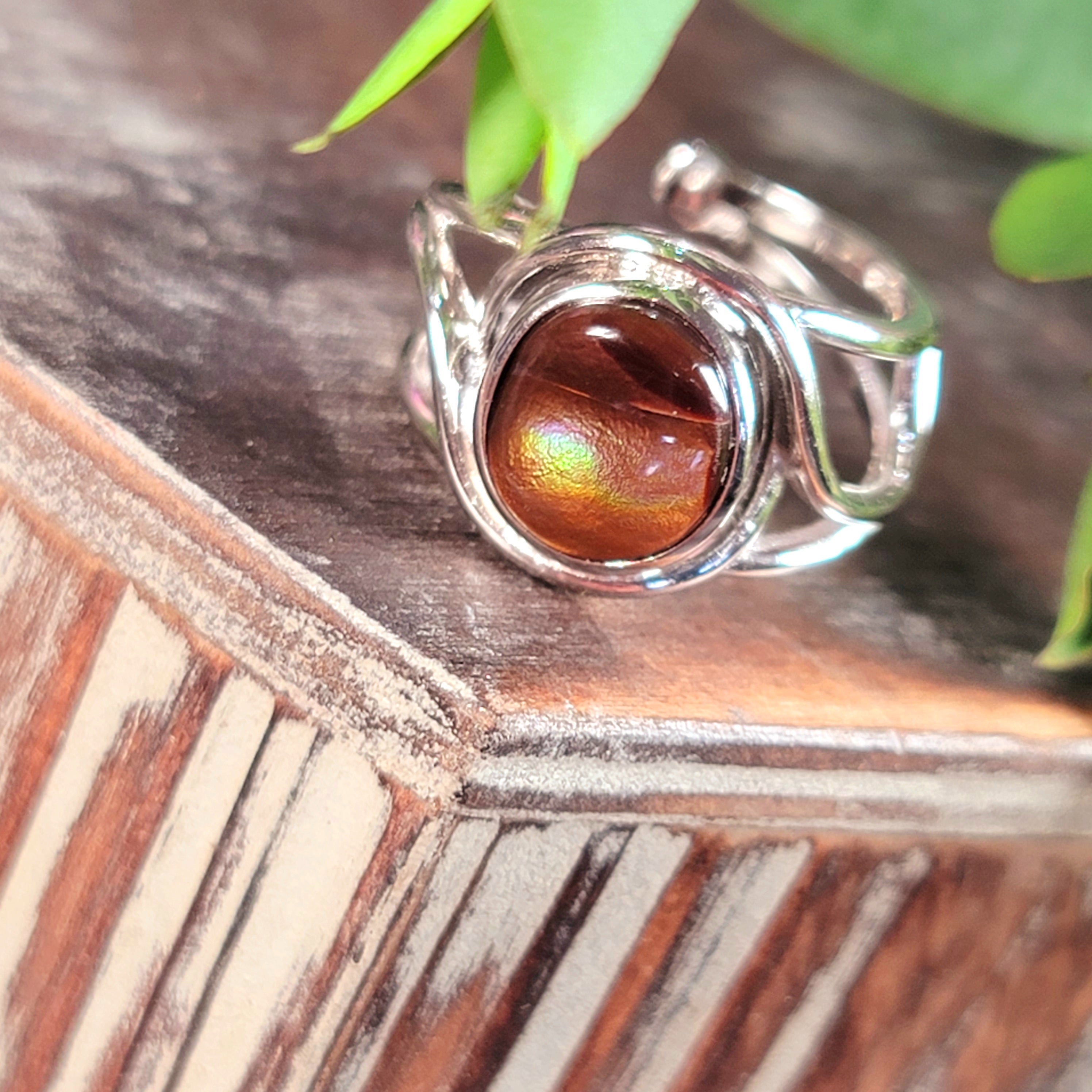 Fire Agate Adjustable Finger Bracelet .925 Silver for Confidence and Increasing Motivation