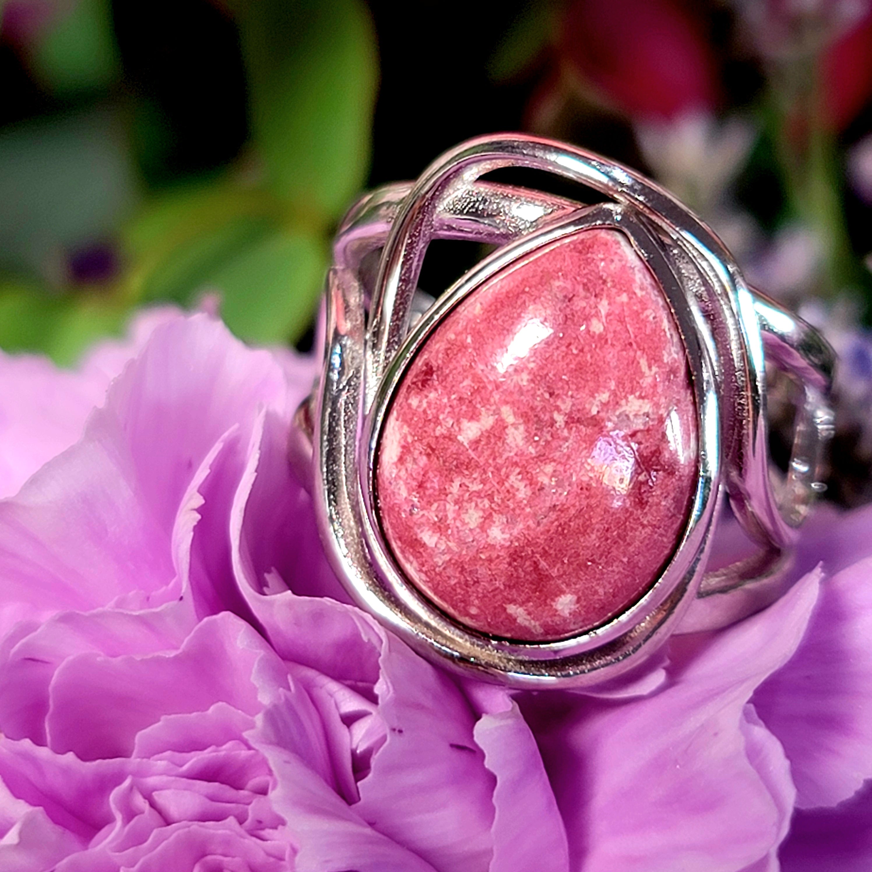 Thulite Adjustable Finger Bracelet .925 Silver for Loving Yourself and Experiencing Pleasure