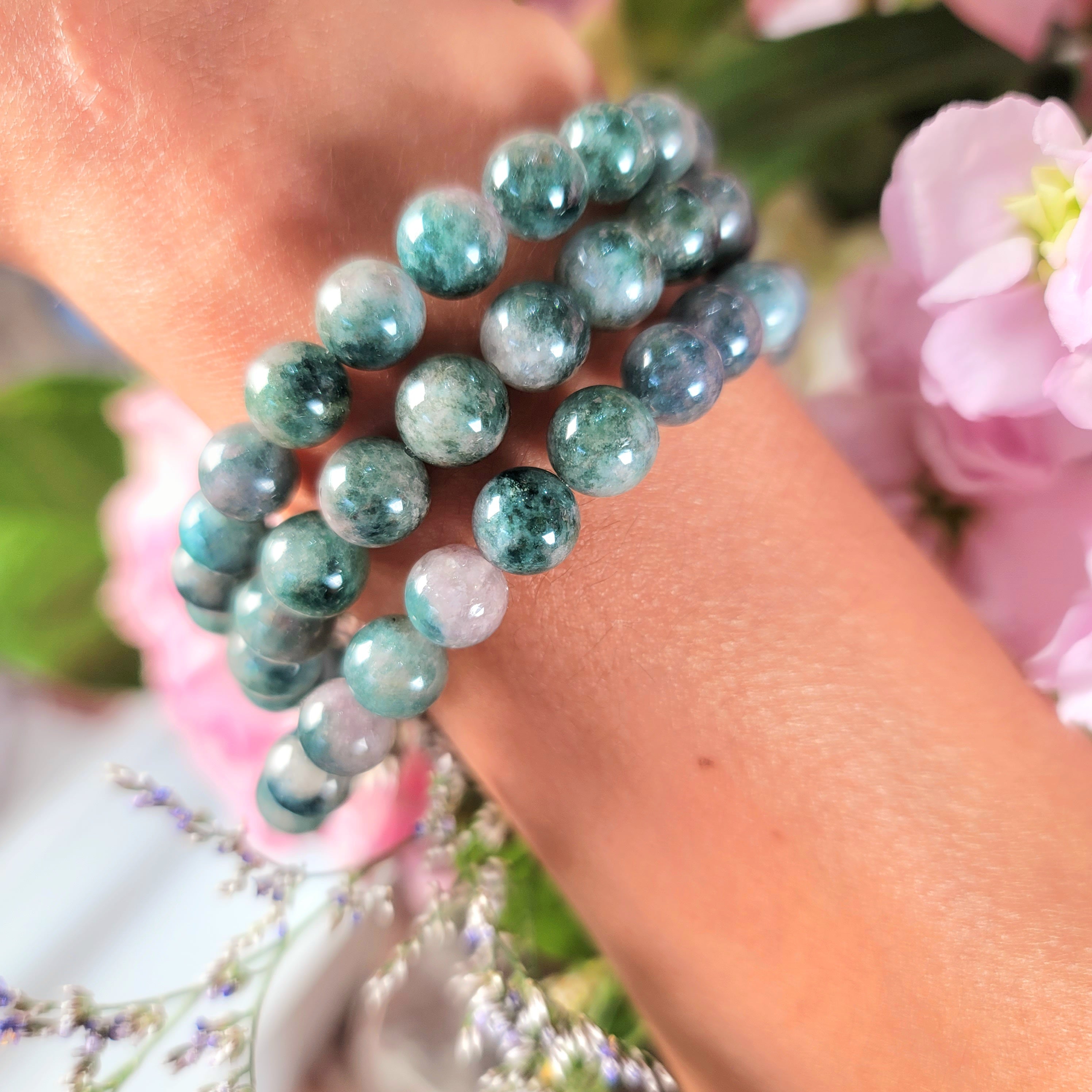 Cotton Candy Blue & Pink Tourmaline Bracelet for Higher Realms of Consciousness, Emotional Healing and Peace