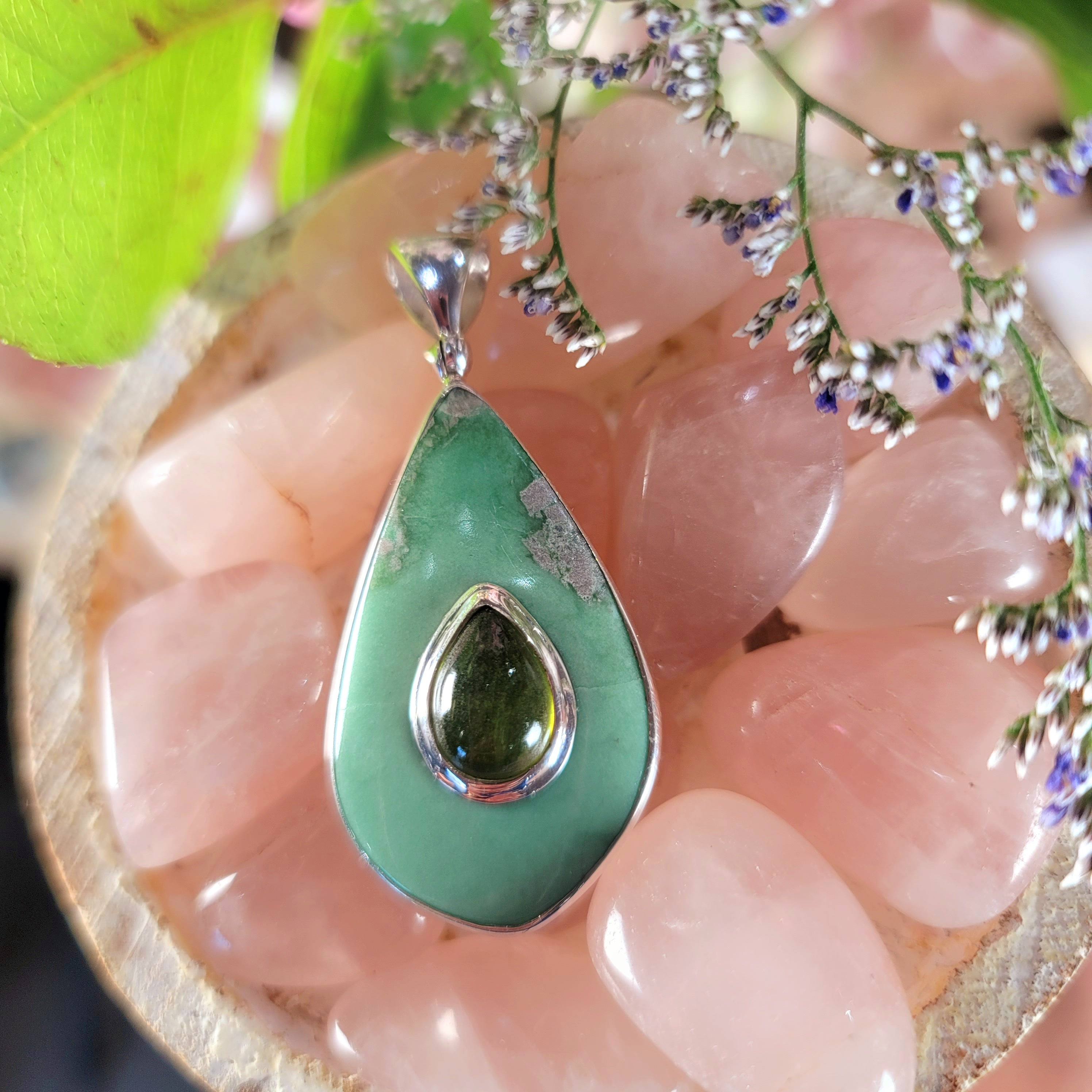 Variscite x Idocrase Pendant for Emotional Healing, Joy, Love and Prosperity