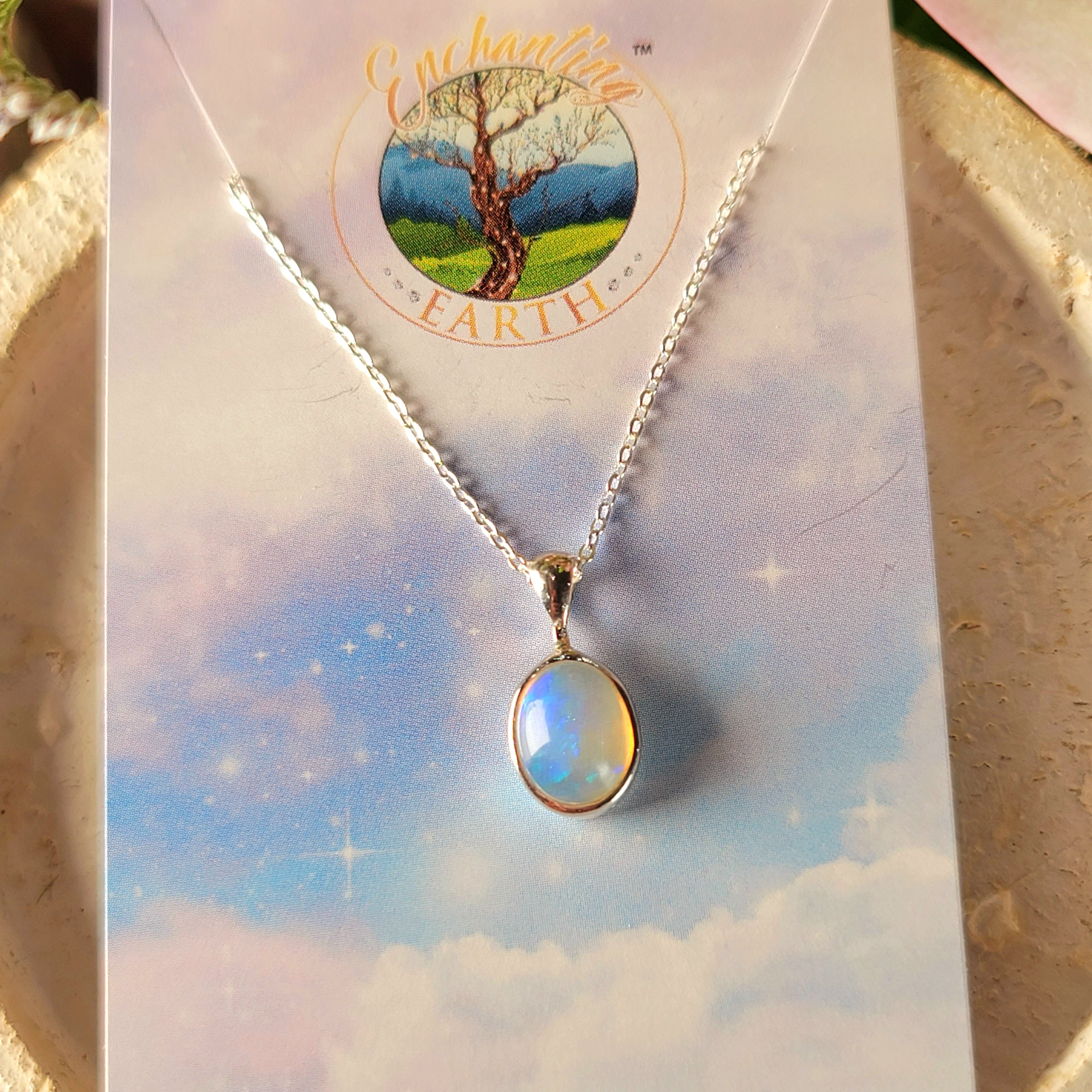 Ethiopian Opal Necklace .925 Silver for Creativity, Joy and Self Discovery