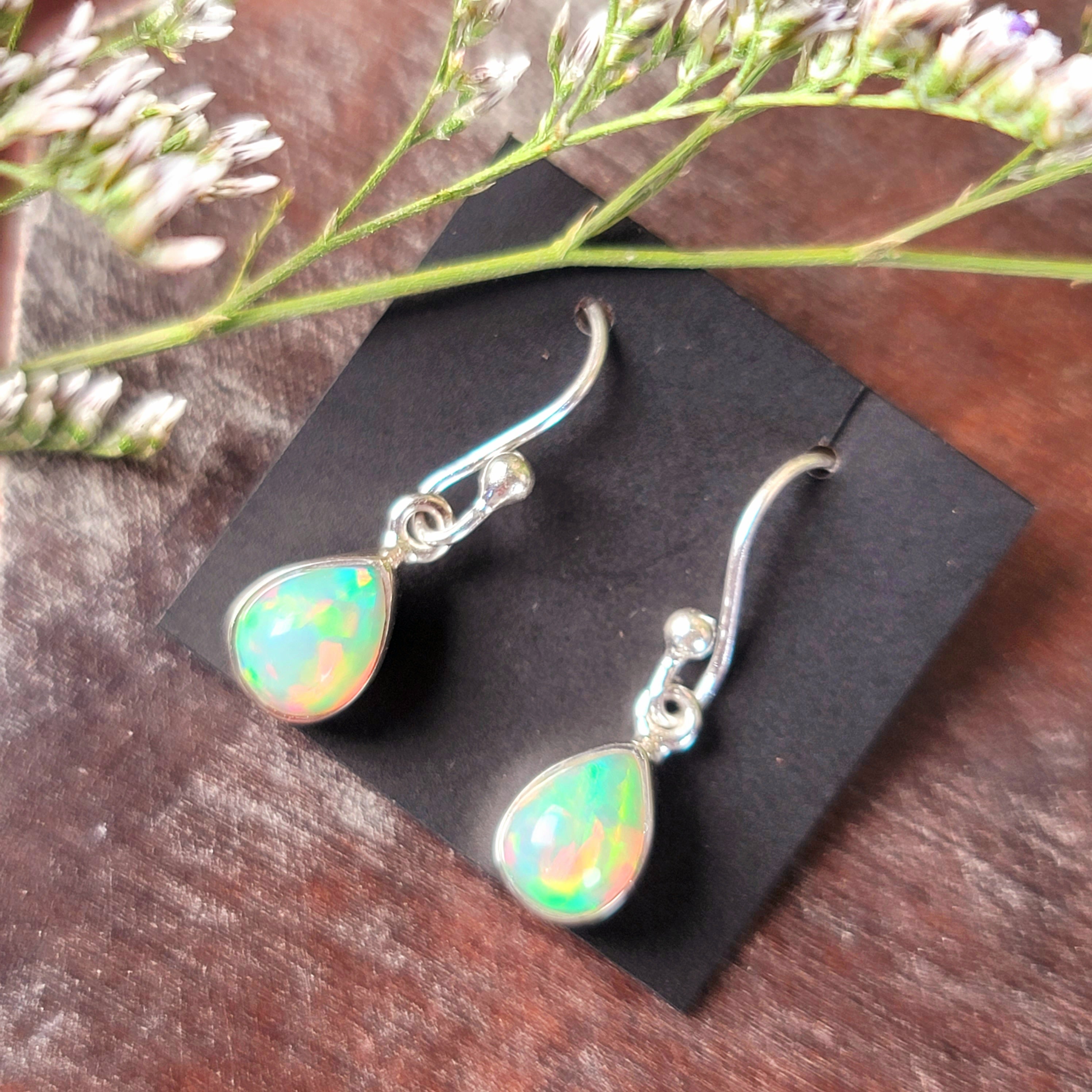 Ethiopian Opal Earrings .925 Silver for Creativity, Joy and Self Discovery